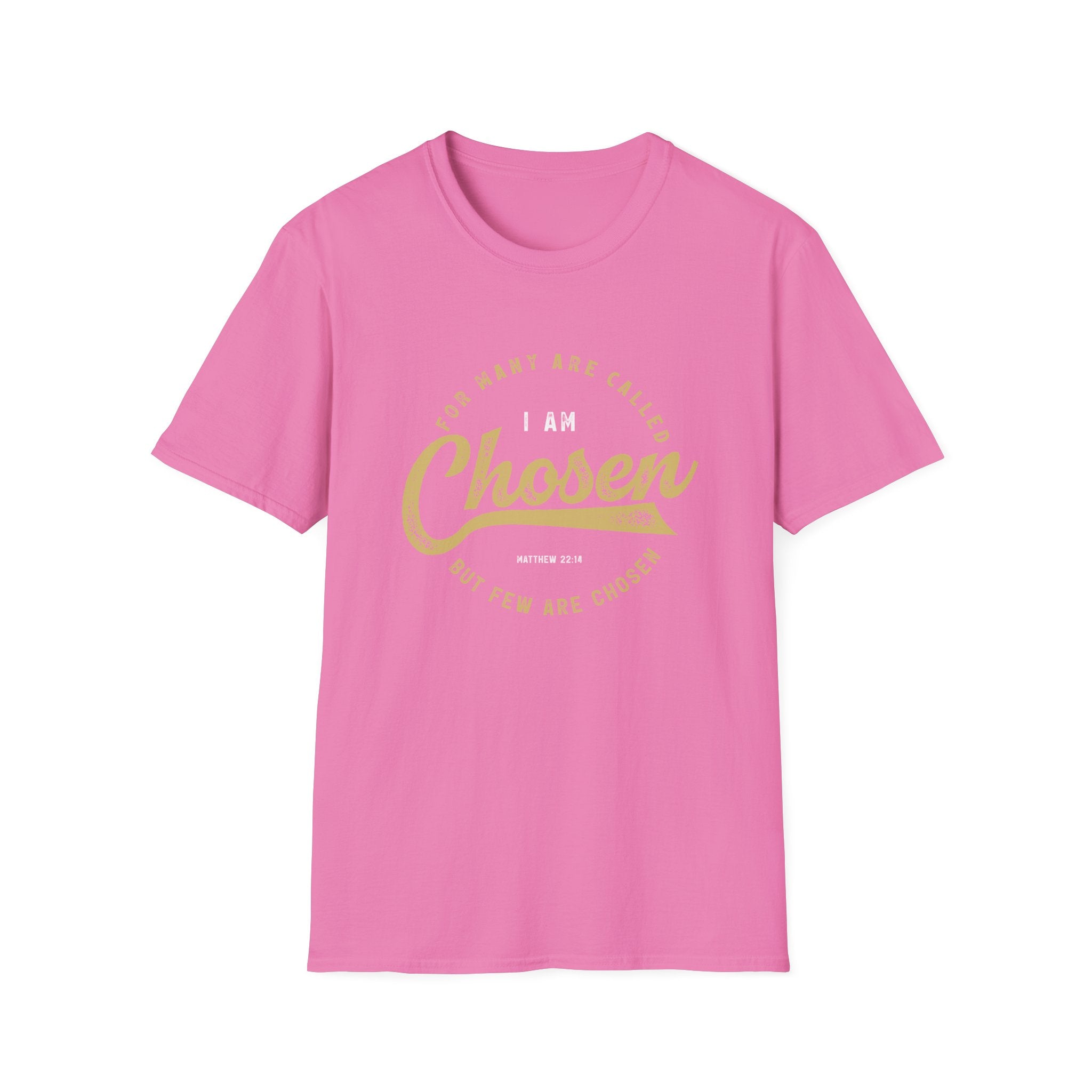 Unisex softstyle T-shirt by Printify with "I Am Chosen" printed design, showing a comfortable fit and casual style.