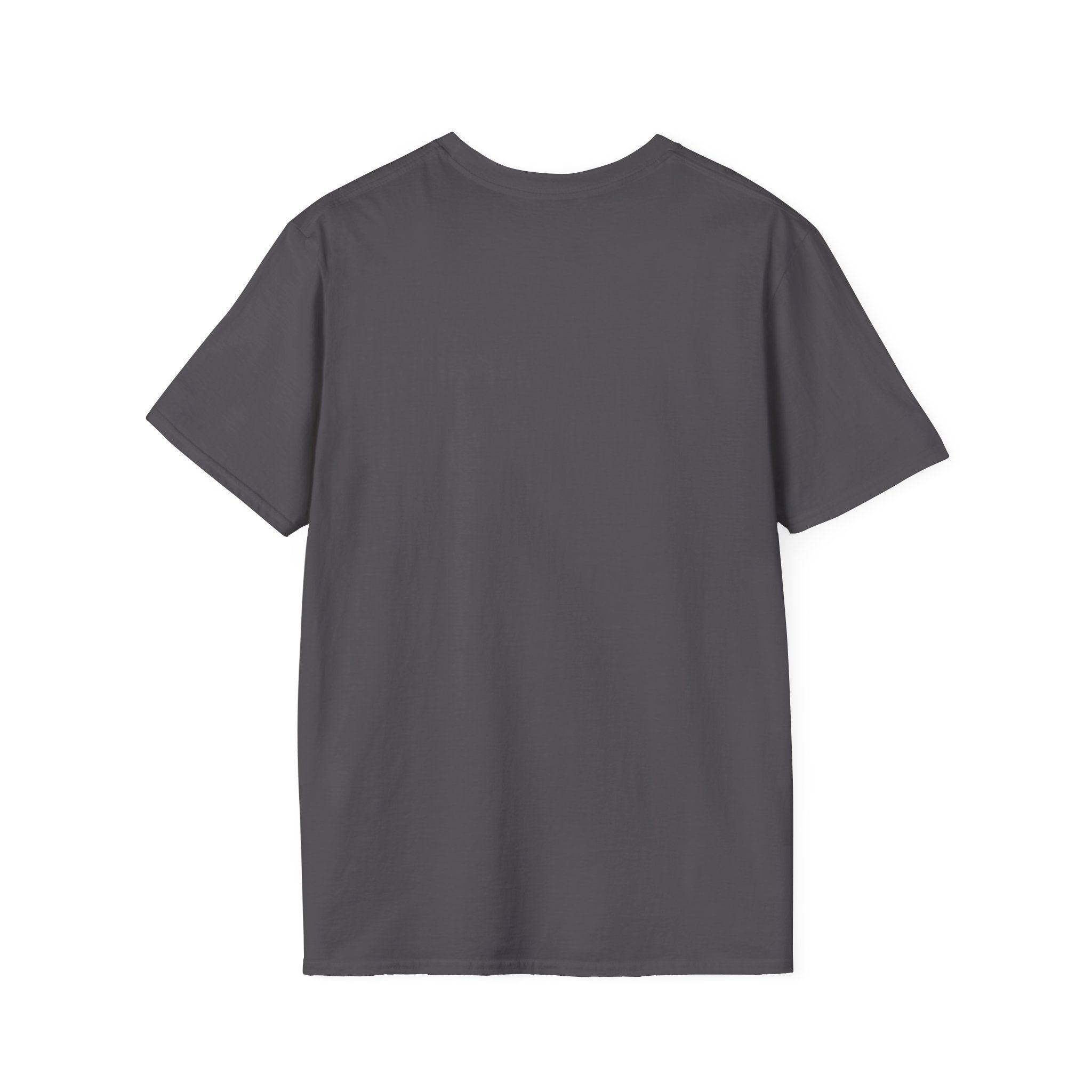 Unisex softstyle T-shirt by Printify featuring "Be Strong and Courageous" motivational text on front