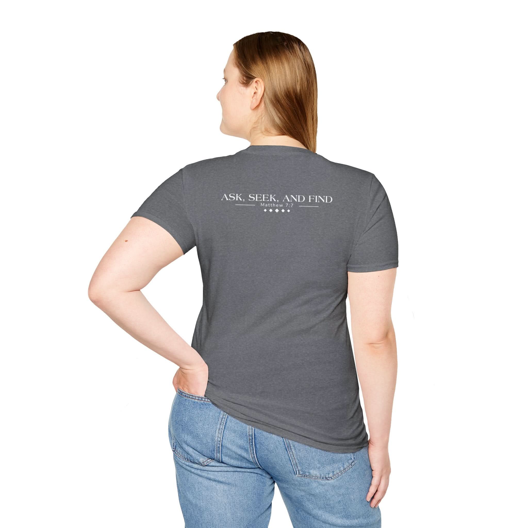 Christ Centered: Unisex Softstyle T-Shirt: Ask, Seek, and Find - Christ Centered Ministries