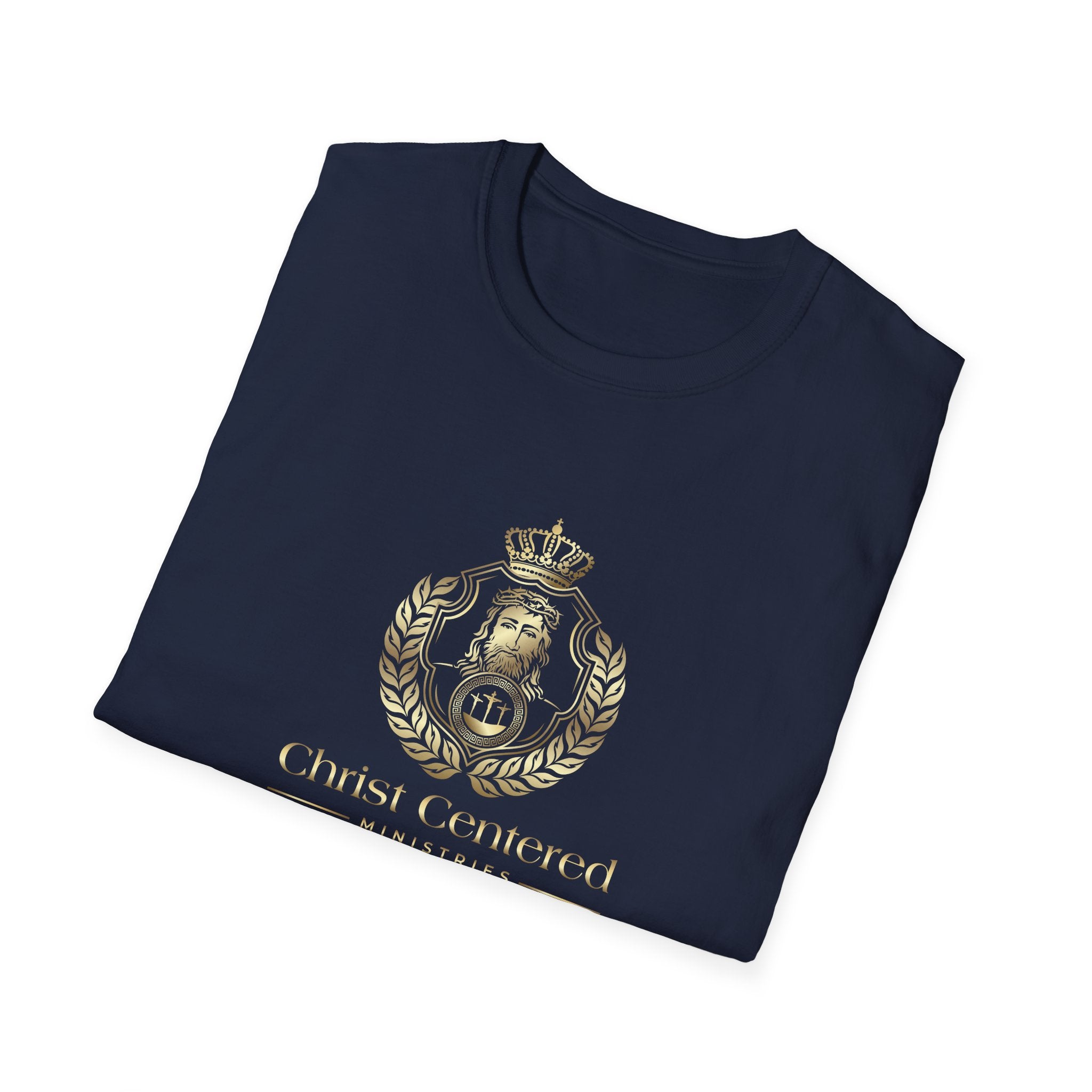 Unisex softstyle T-shirt with Jesus Christ Lives in Me logo, featuring a Christian graphic print on a comfortable fabric.