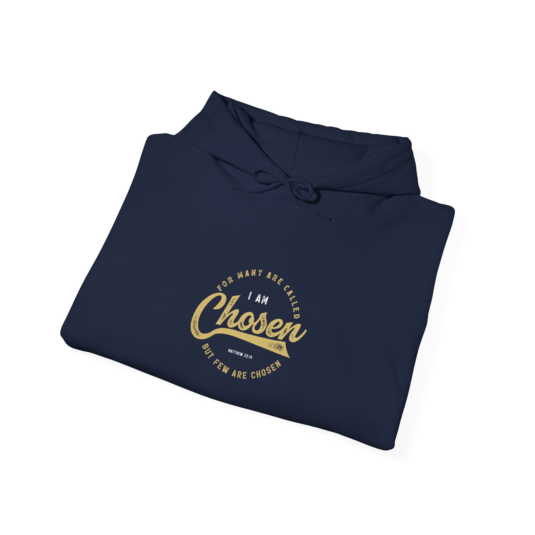 Unisex Heavy Blend hoodie by Printify with "I Am Chosen" text, showing a comfortable, gray hooded sweatshirt with front design.
