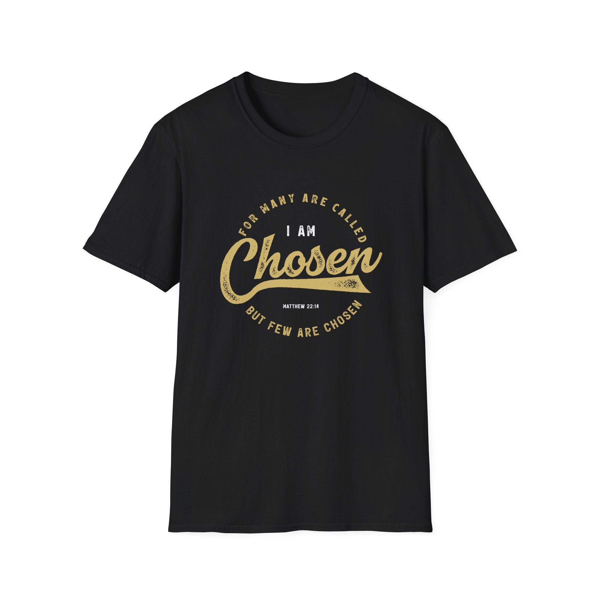 Unisex softstyle T-shirt by Printify with "I Am Chosen" printed design, featuring a comfortable fit and casual style.