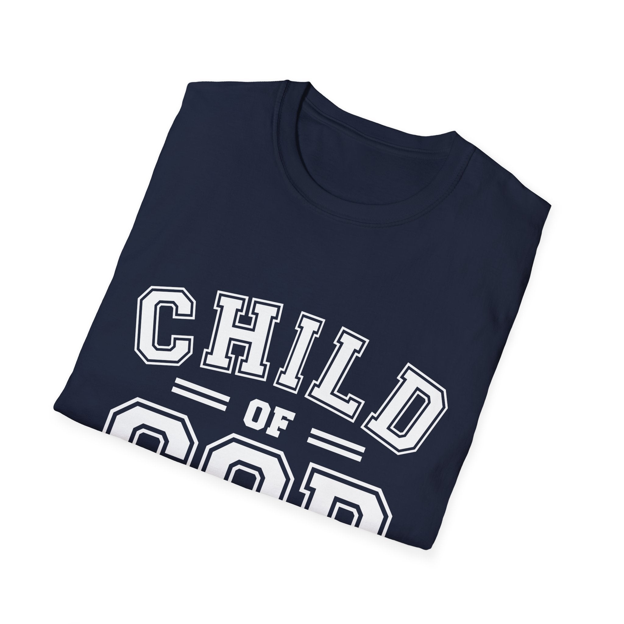 Unisex softstyle T-shirt from Printify featuring a "Child of God" design, made of comfortable fabric in a casual fit.