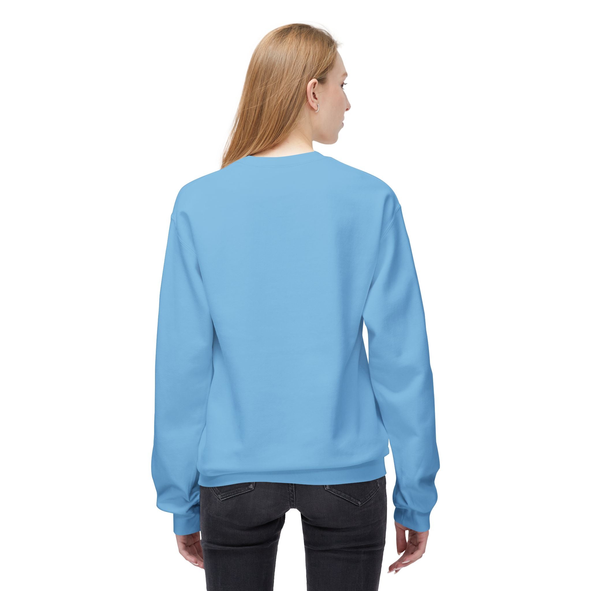 Unisex midweight softstyle fleece crewneck sweatshirt with "Well Watered Woman" design, in a cozy, comfortable fit.