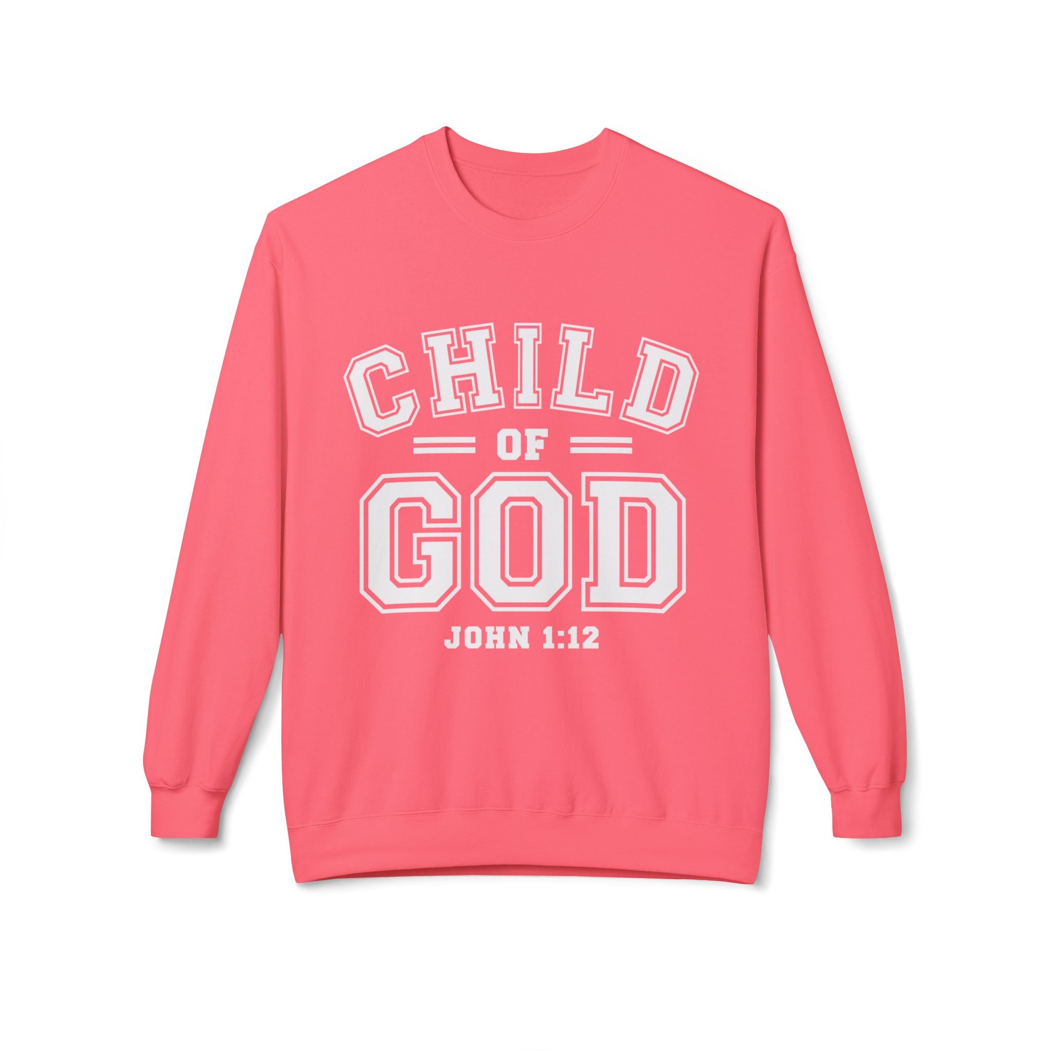 Unisex Child of God midweight softstyle fleece crewneck sweatshirt with printed design, comfortable and casual fit.
