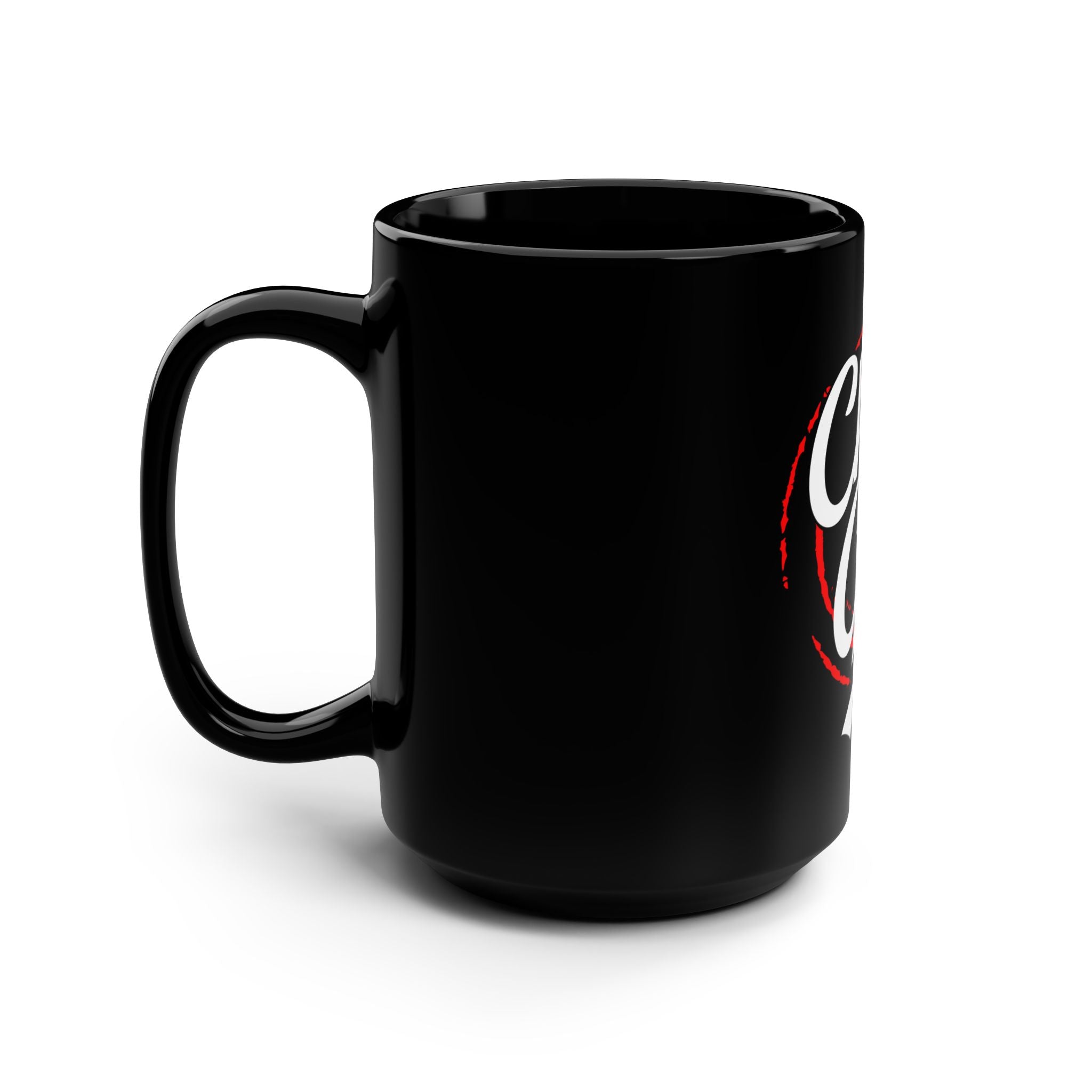 Black 15oz mug with "Child of God" text, featuring a simple, bold design, perfect for daily use from Printify.