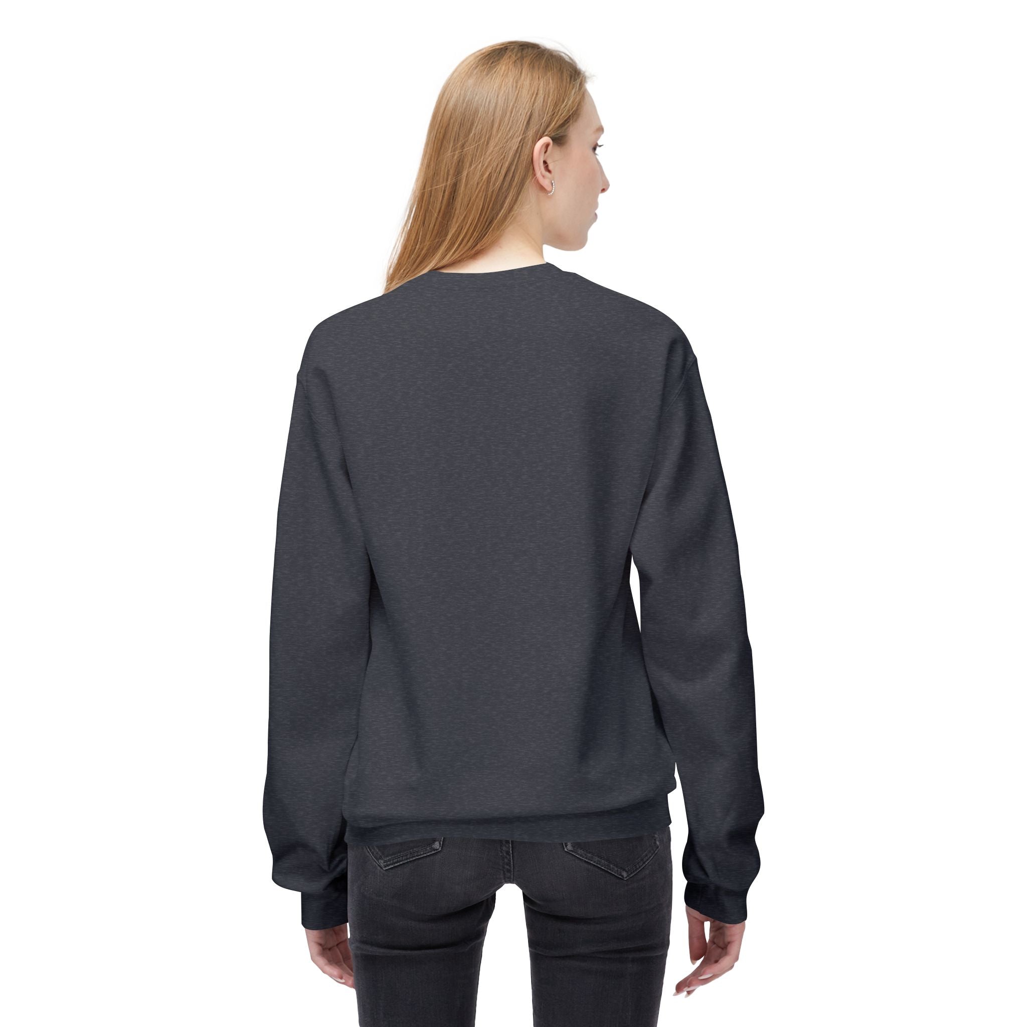 Unisex midweight softstyle fleece crewneck sweatshirt with "Be Strong and Courageous" printed design, by Printify.