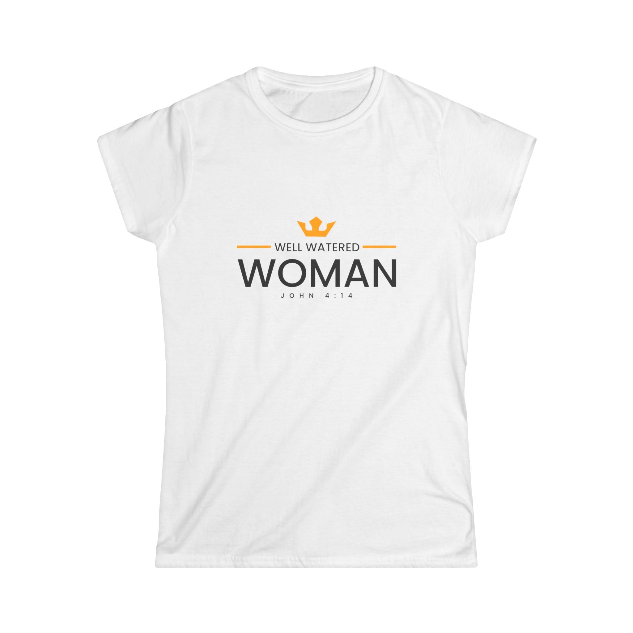 Women's softstyle T-shirt featuring a well-watered woman design, made by Printify, with a comfortable fit and vibrant print.