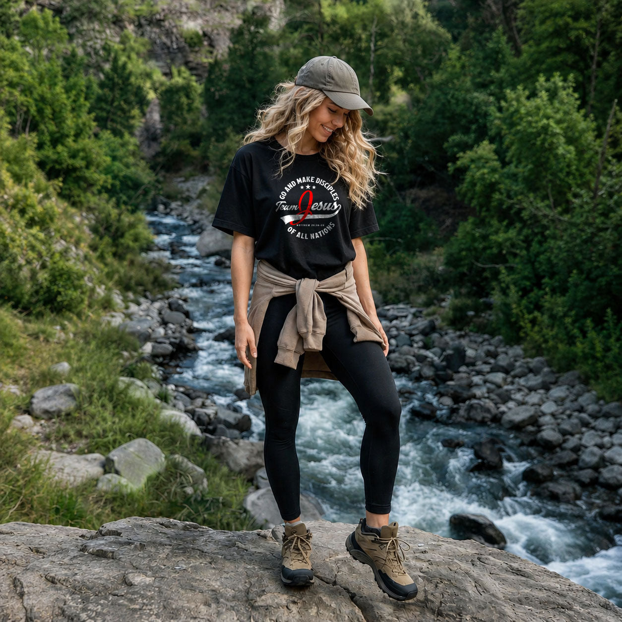 Unisex Softstyle T-Shirt with "Team Jesus" print in black, casual fit, made by Printify, featuring a comfortable cotton fabric.