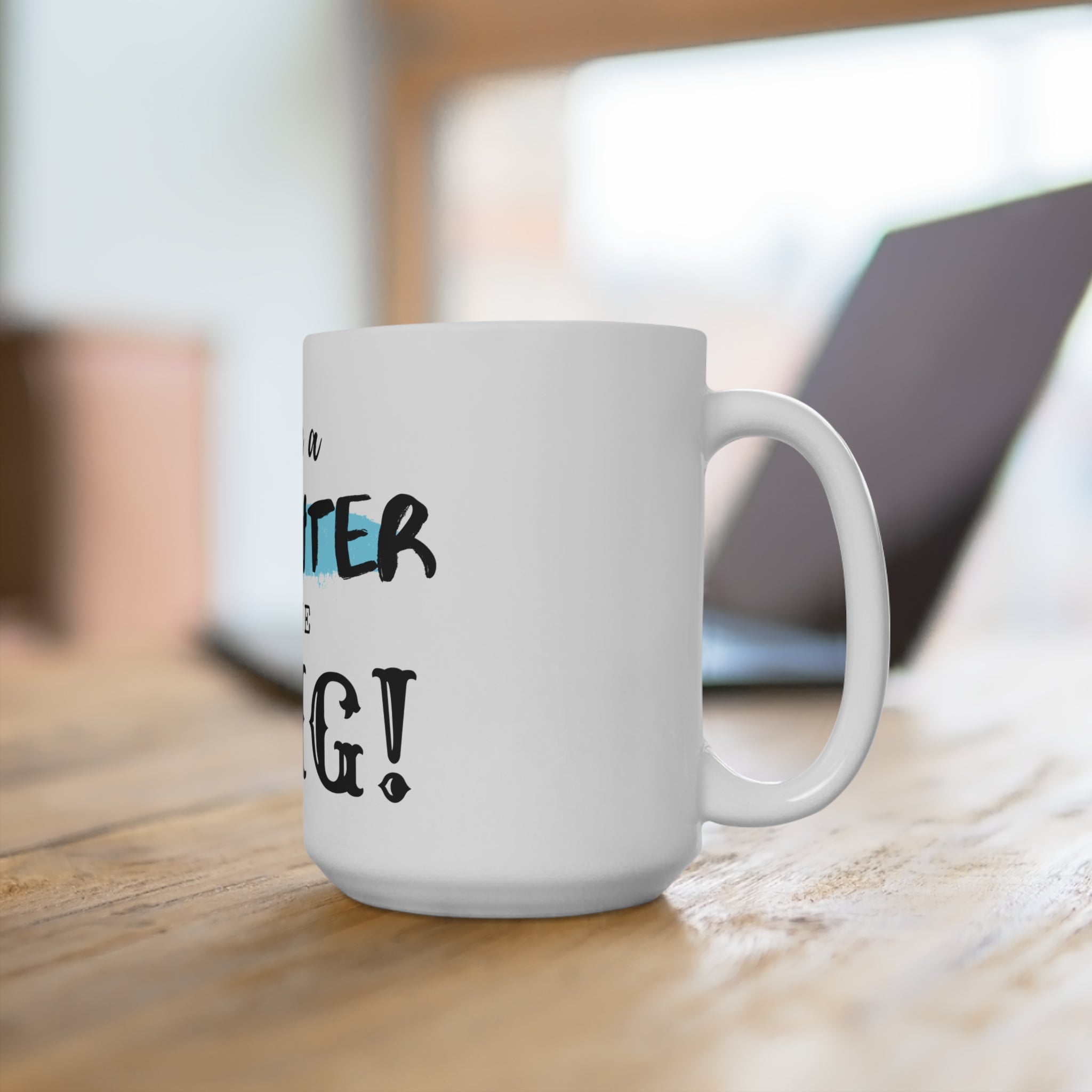 White 15oz mug with "I Am a Daughter of the King" print, featuring a classic ceramic design and comfortable handle.