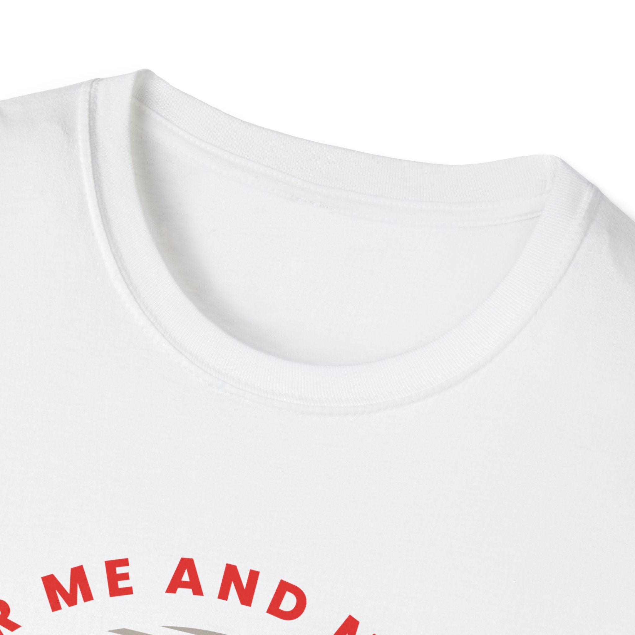 Unisex softstyle T-shirt with inspirational quote "As for Me and My House We Will Serve the Lord" printed on front, by Printify.