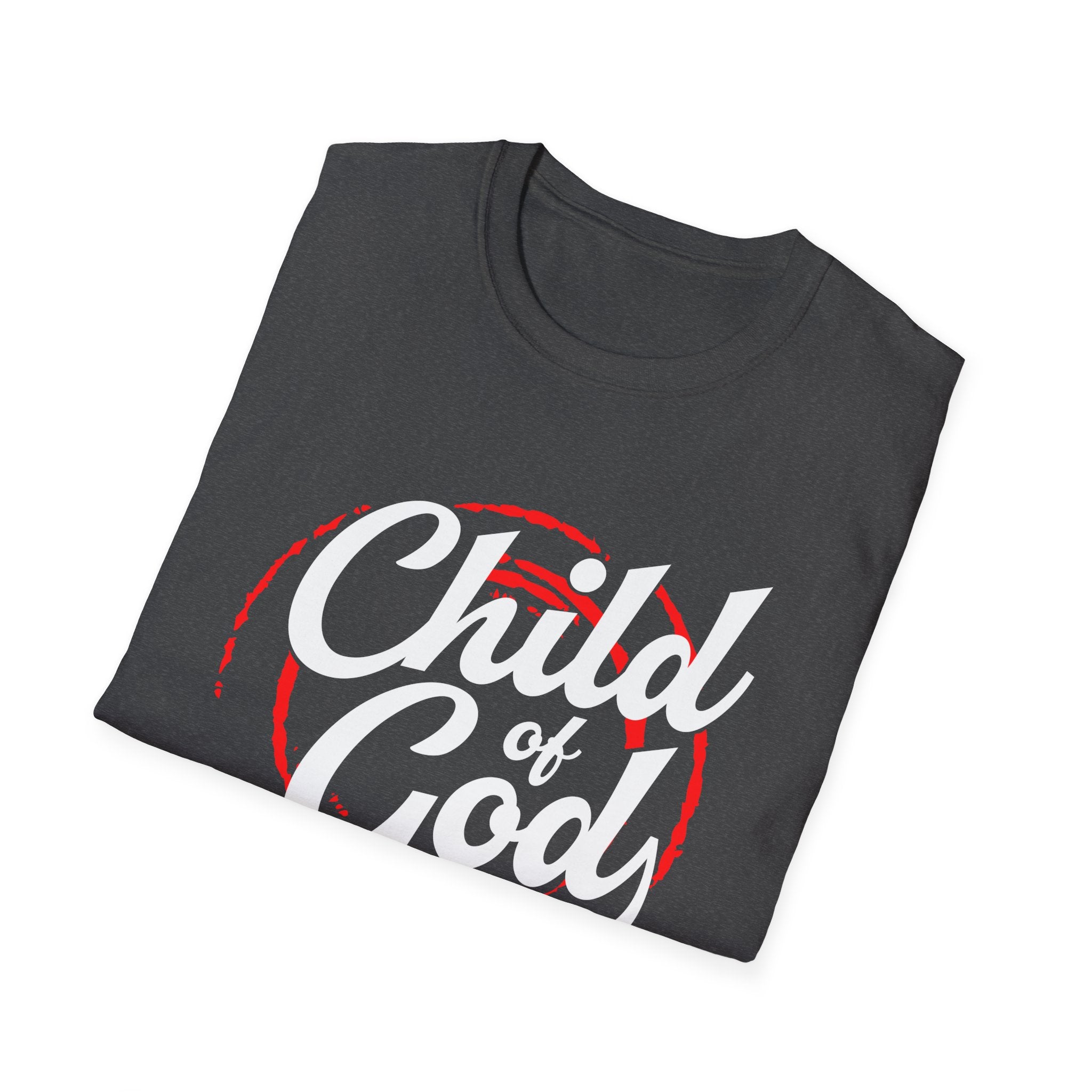 Unisex softstyle T-shirt by Printify featuring the "Child of God" design, in a comfortable fit with a simple graphic print.