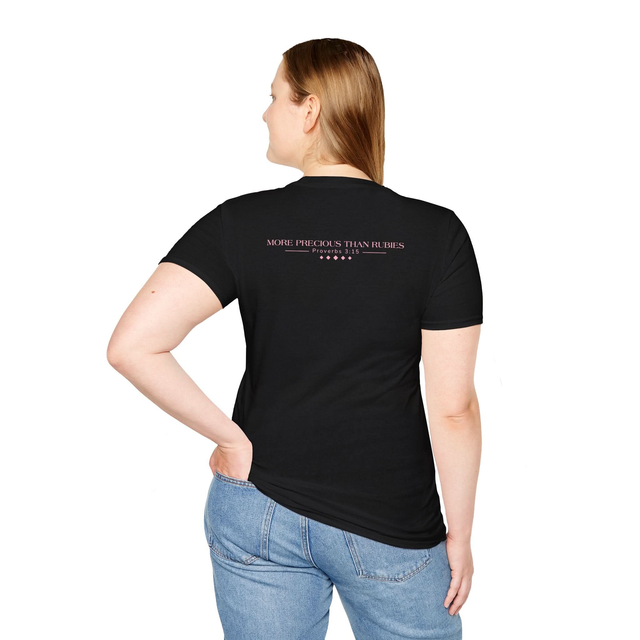 Christ Centered Woman: Unisex Softstyle T-Shirt: More Precious Than Rubies - Christ Centered Ministries