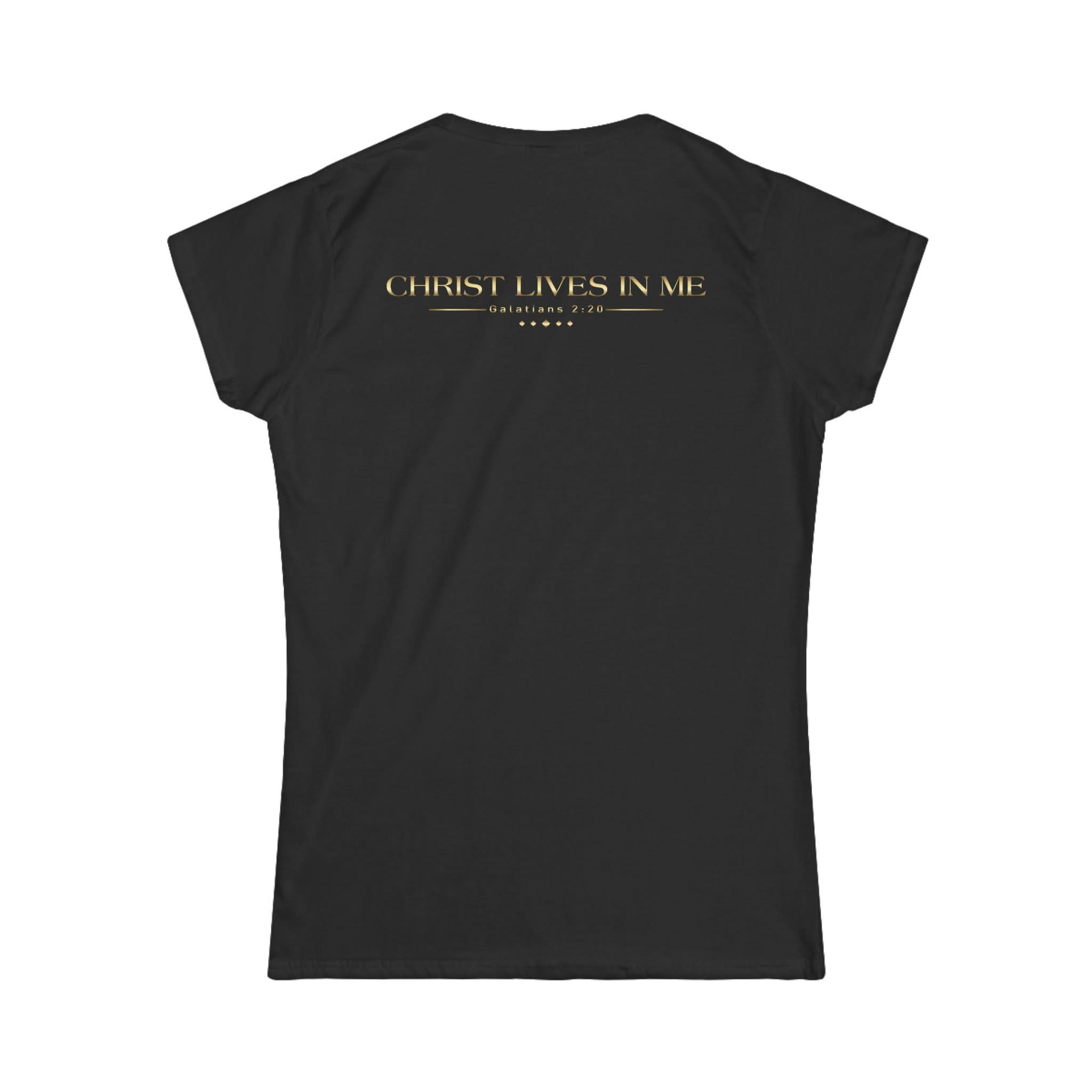 Jesus Crest: Women's Softstyle T-Shirt: Christ Lives in Me - Christ Centered Ministries