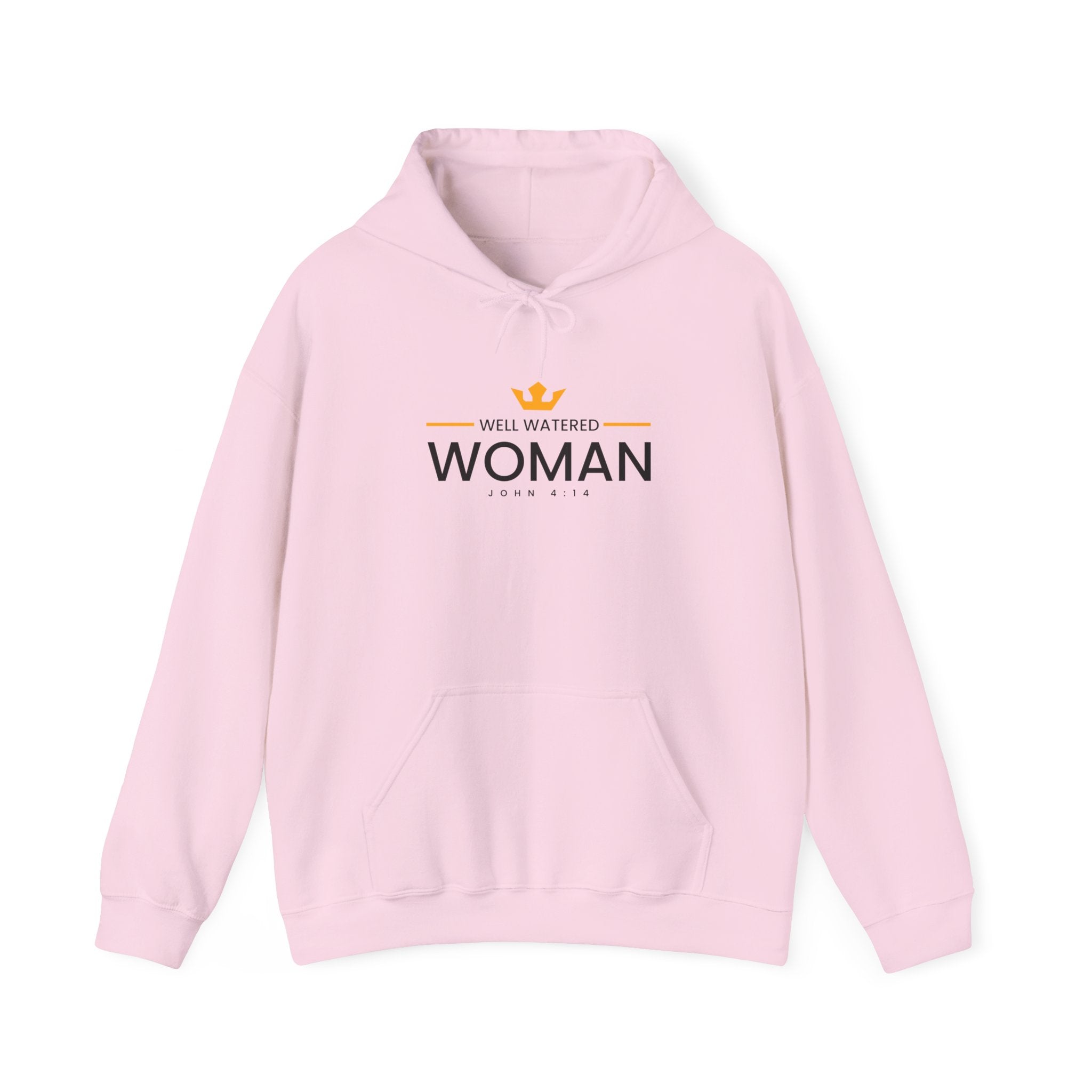 Unisex Heavy Blend™ Hoodie featuring "Well Watered Woman" graphic, cozy fabric, and front pocket, by Printify.