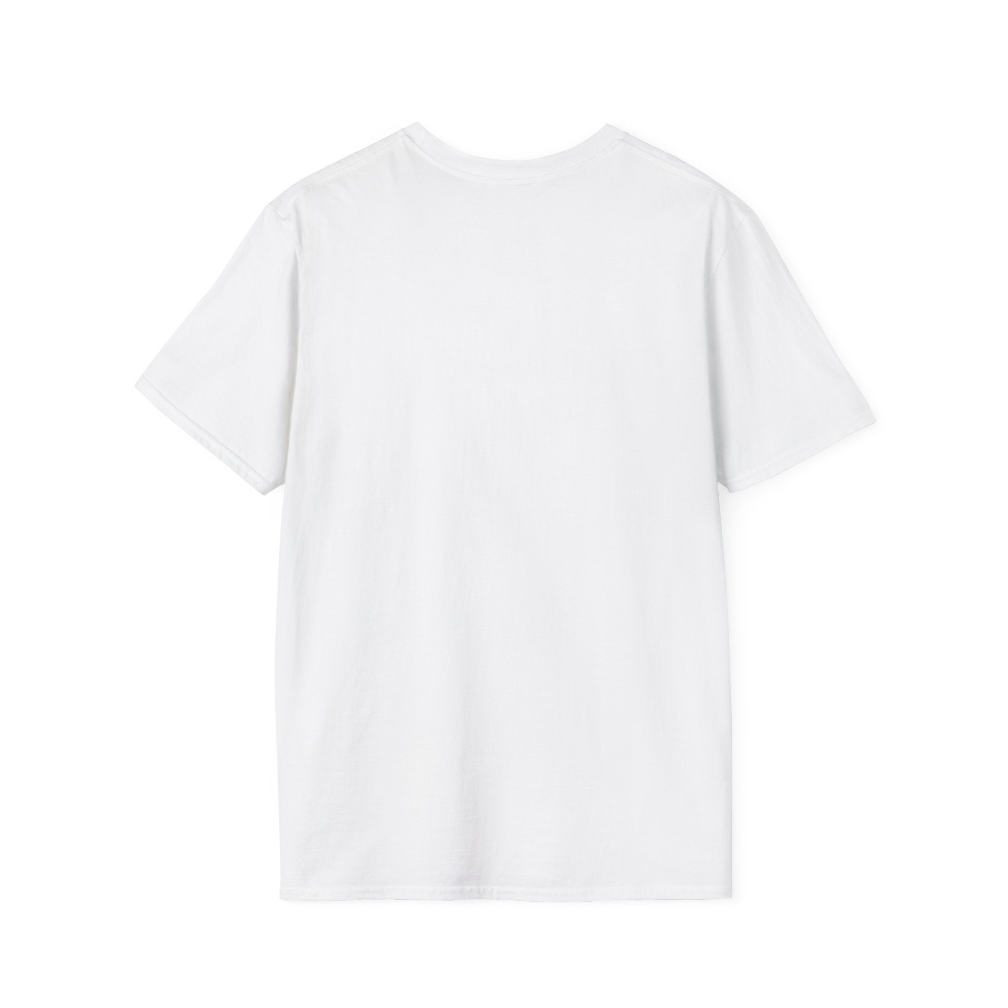 Unisex softstyle T-shirt with religious quote "As for Me and My House We Will Serve the Lord" by Printify, shown flat.