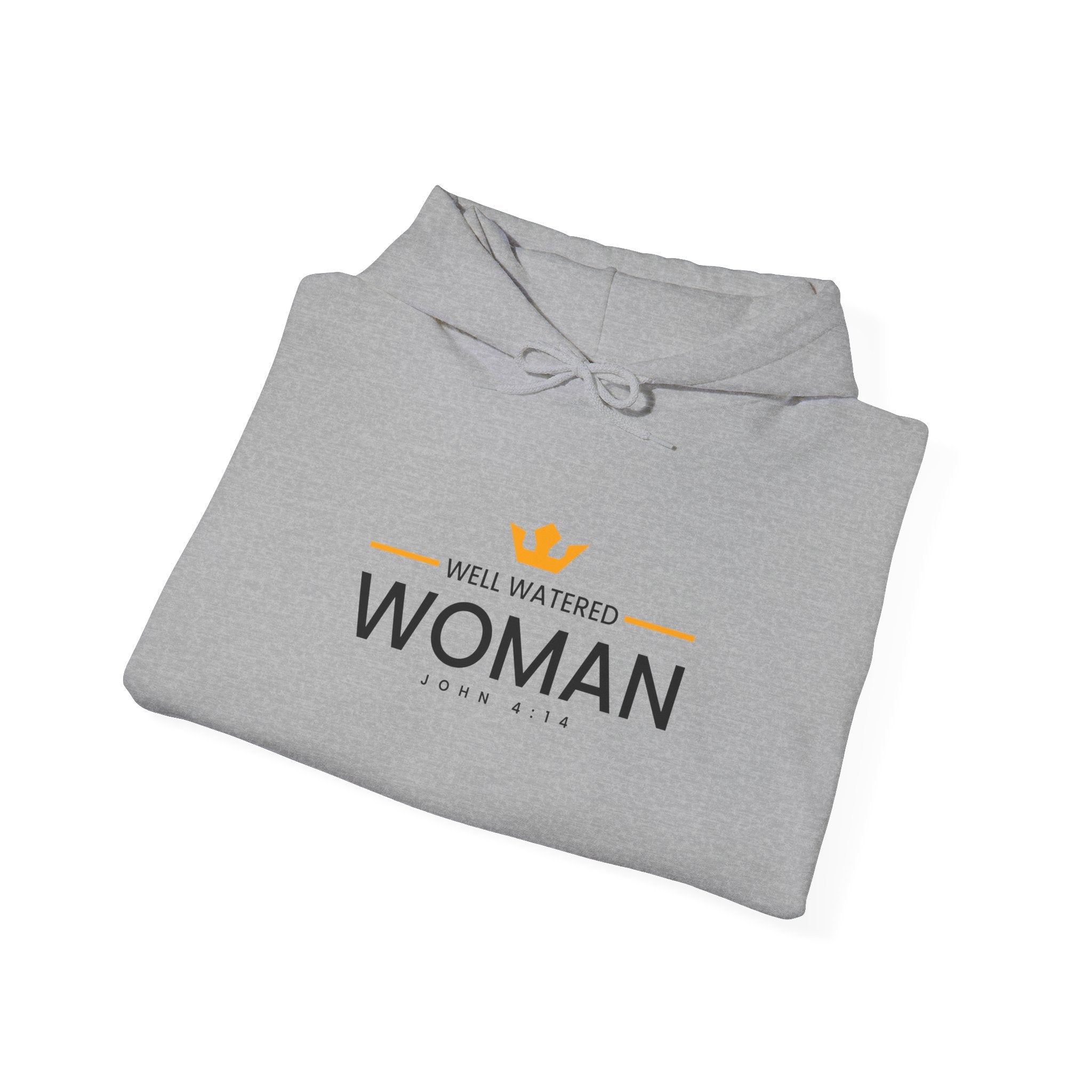 Unisex Heavy Blend™ hoodie featuring a well-watered woman graphic, casual fit, and soft cotton blend fabric.