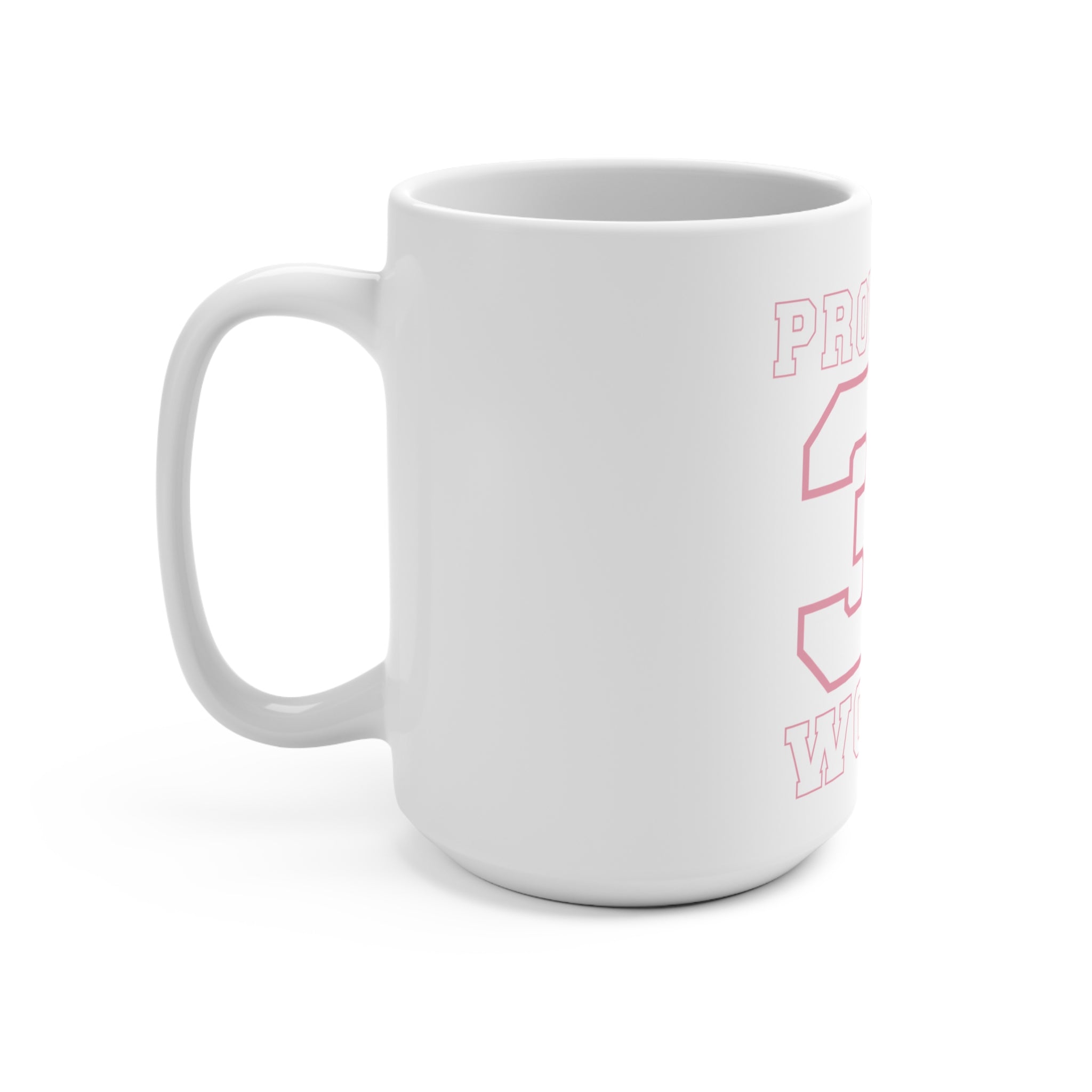 White 15oz mug featuring Proverbs 31 Woman design, made by Printify, with a clean, simple appearance and inspirational text.