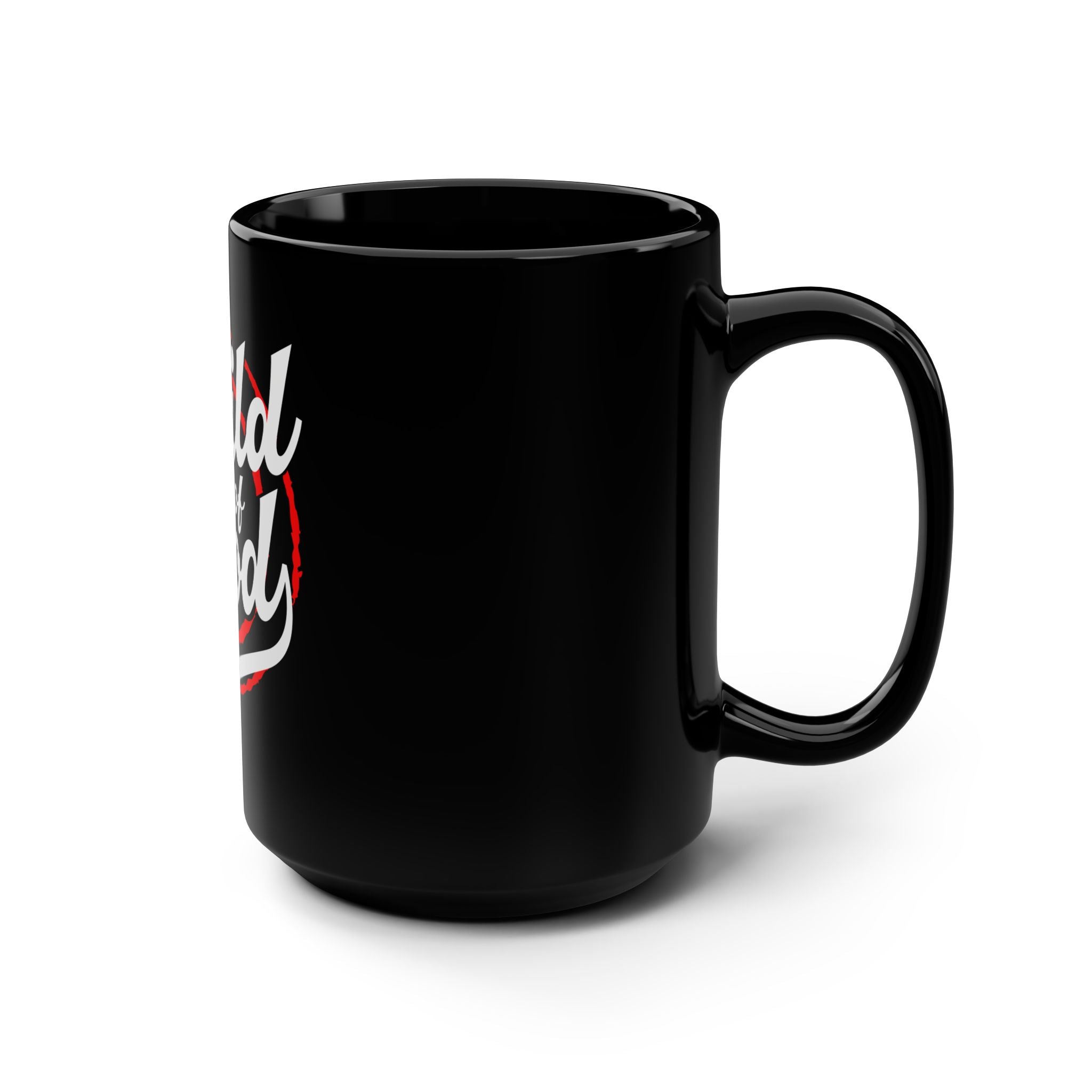Black 15oz Mug with "Child of God" inscription, Printify ceramic mug for religious or spiritual use.