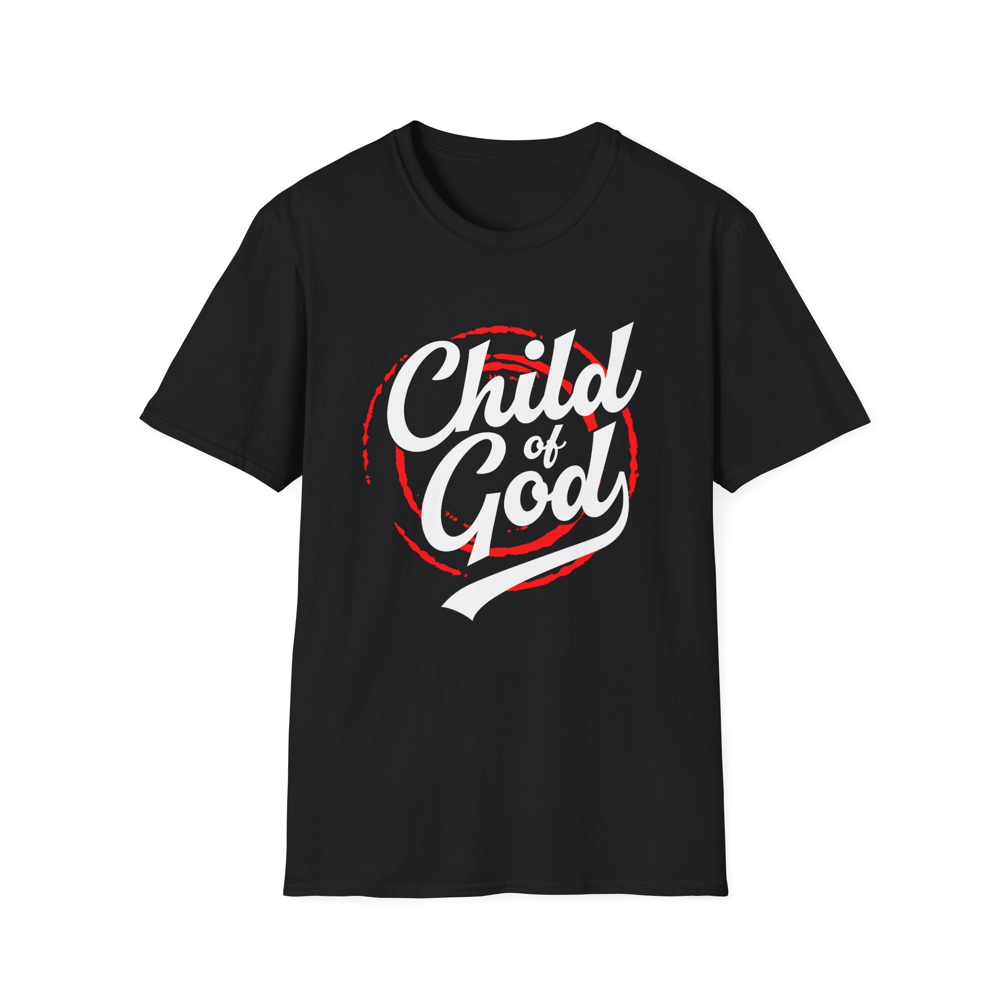 Unisex softstyle T-shirt with "Child of God" print, featuring comfortable fabric and casual fit, by Printify.