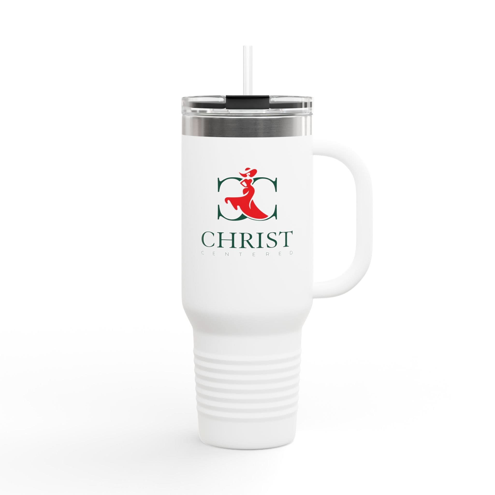 Printify 40oz insulated travel mug showing a sleek stainless steel design with a secure lid, ideal for hot and cold beverages.