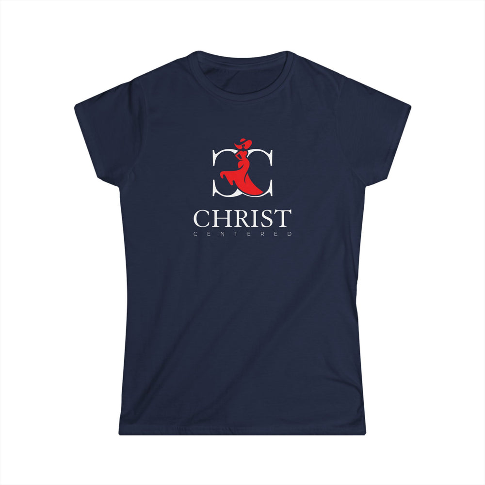 Women's softstyle T-shirt by Printify featuring a "God’s Masterpiece" design, shown with a comfortable fit and soft fabric.