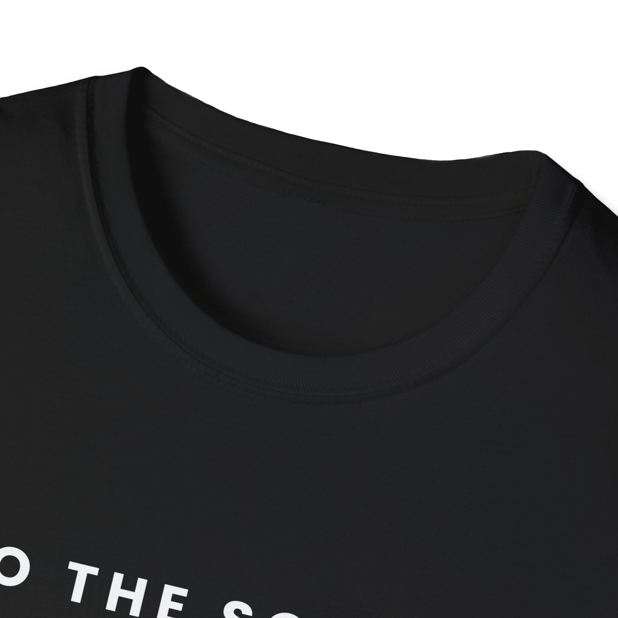 Unisex softstyle T-shirt with "Who the Son Sets Free is Free Indeed" printed design, in white fabric, by Printify.