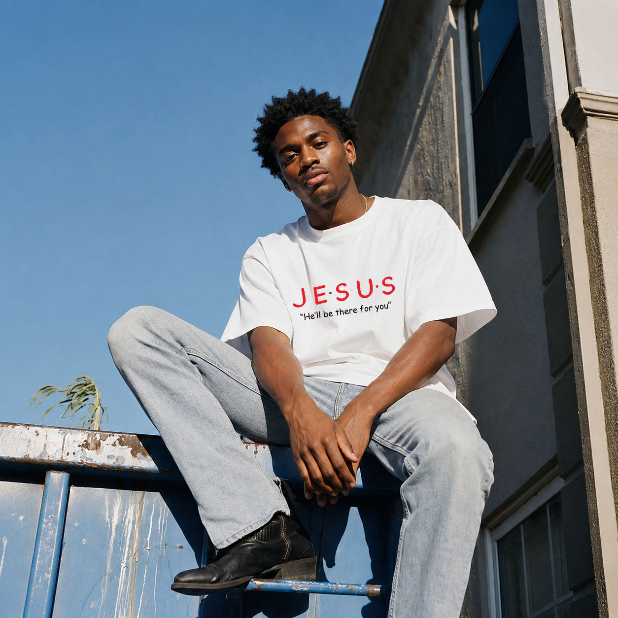 Unisex softstyle T-shirt featuring a Jesus design, made by Printify, with a comfortable fit and faith-inspired graphic.