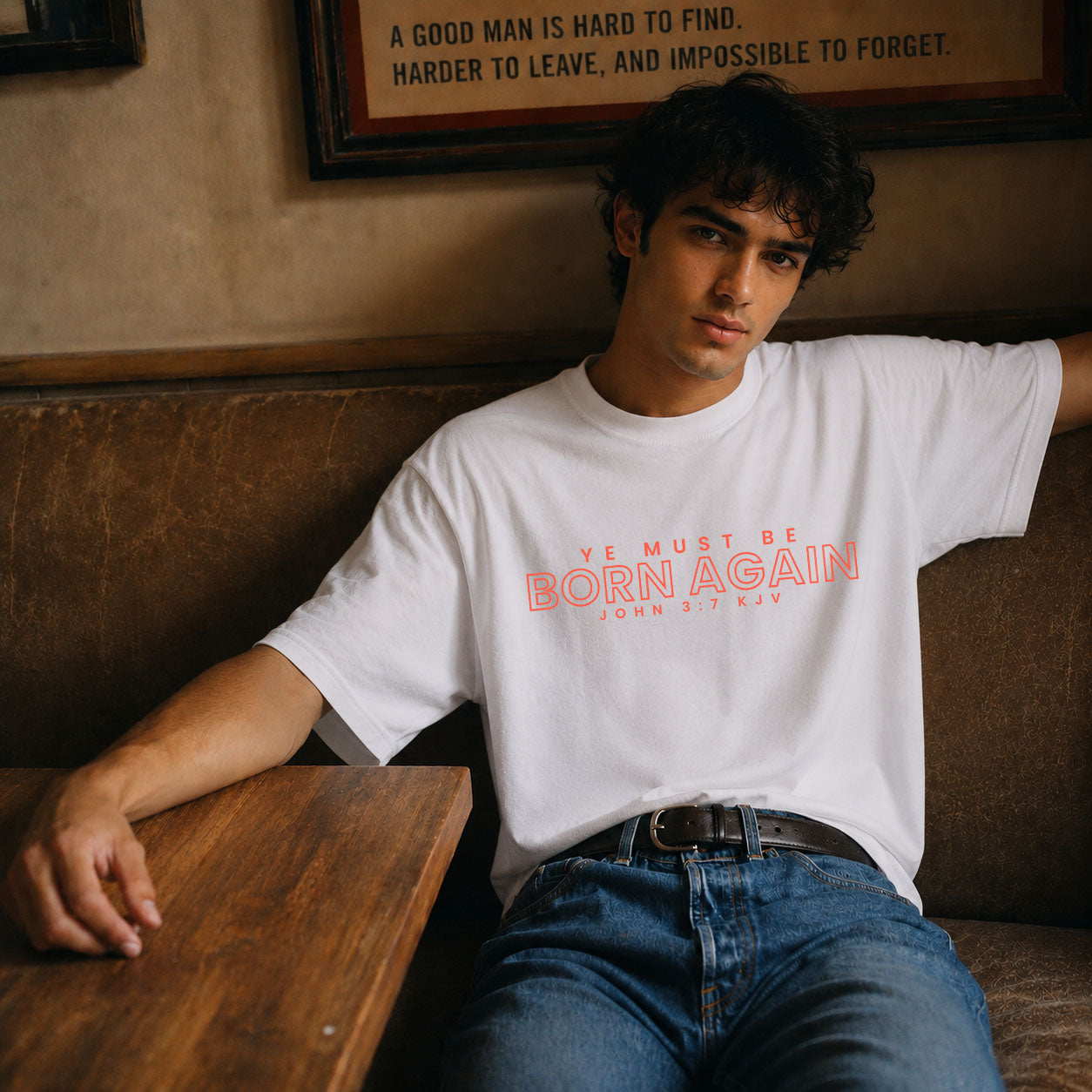 Unisex softstyle T-shirt with "Ye Must Be Born Again" print by Printify, featuring a comfortable fit and casual design.