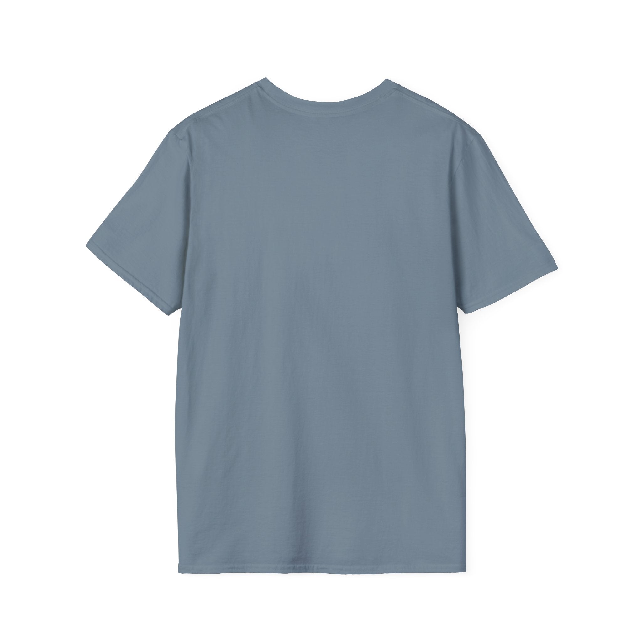 Unisex Softstyle T-Shirt by Printify featuring "Be Strong and Courageous" text, shown on a plain background.