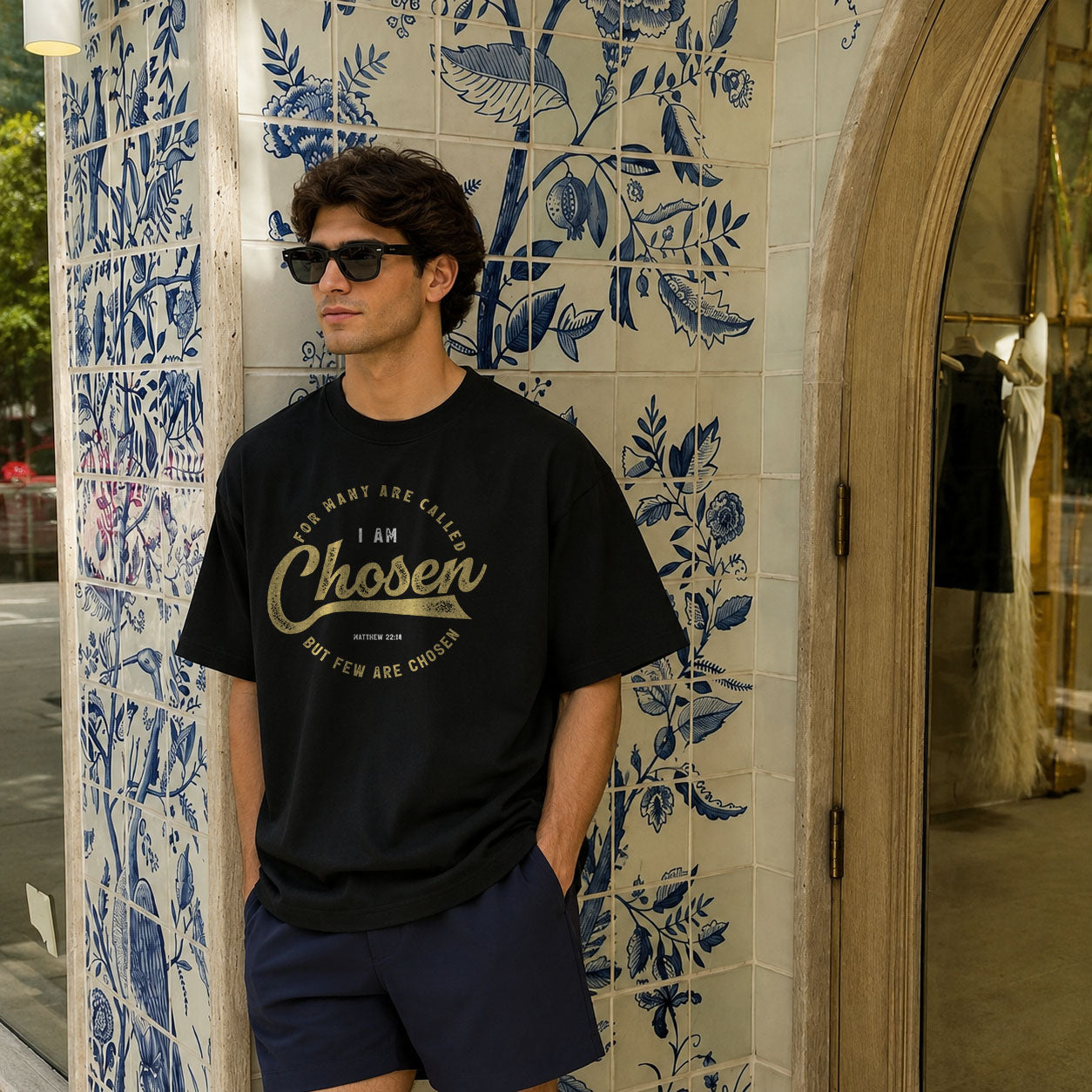 Unisex Softstyle T-Shirt by Printify featuring "I Am Chosen" graphic design, white fabric with bold text print.