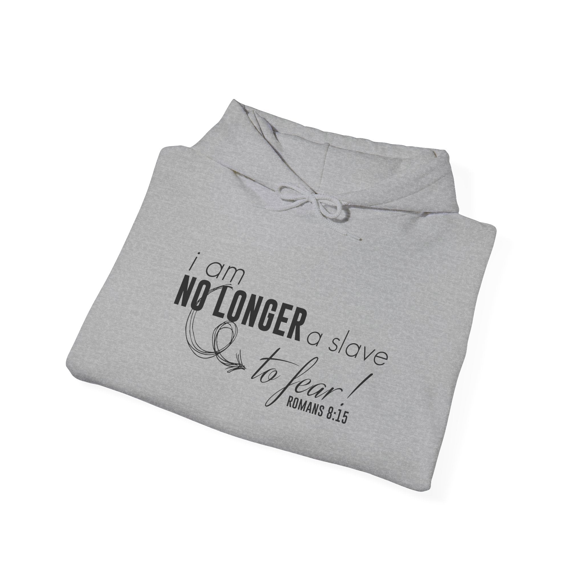 Unisex Heavy Blend hoodie with "I am No Longer A Slave to Fear" printed design, comfortable casual sweatshirt by Printify.