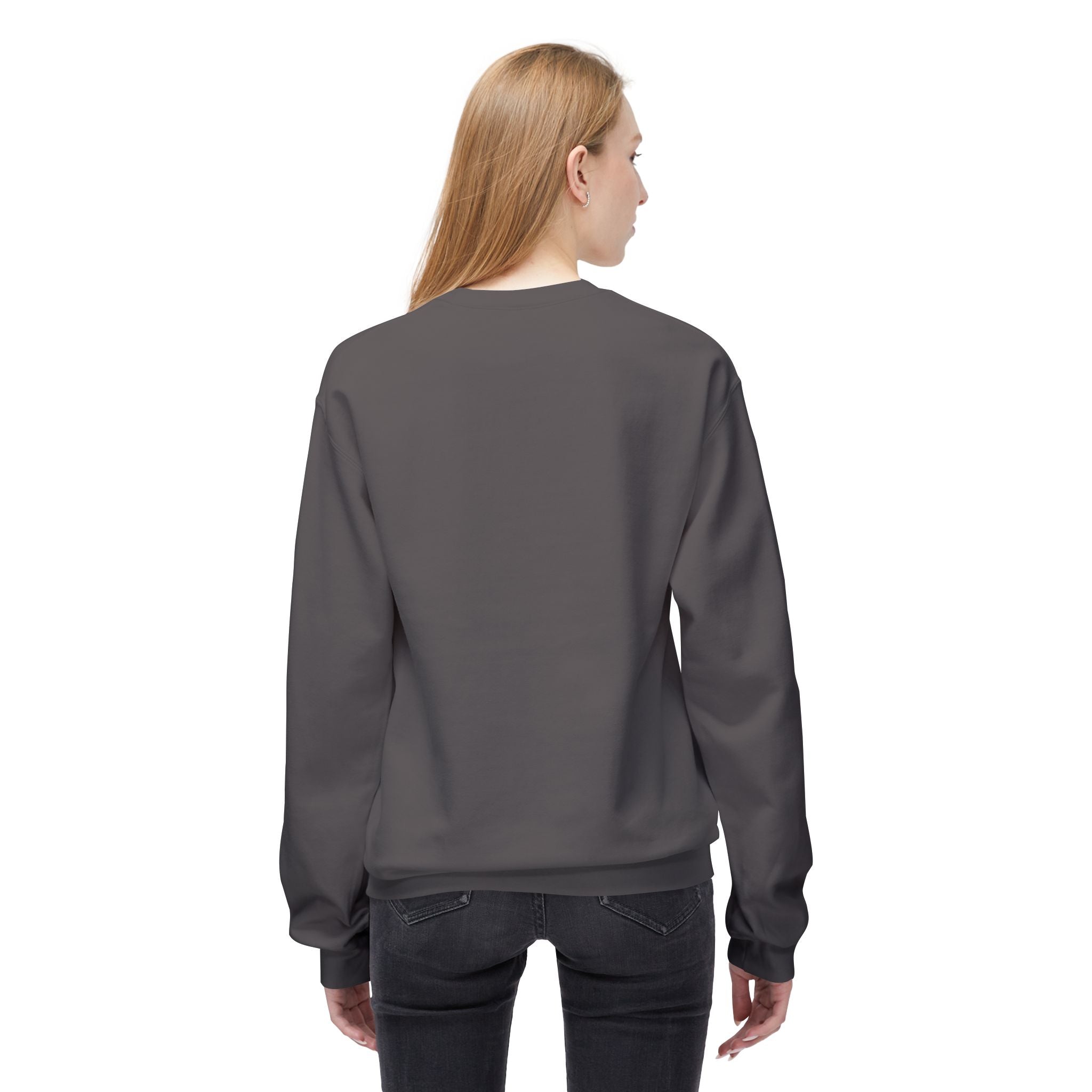 Unisex midweight softstyle fleece crewneck sweatshirt with "Jesus is Lord" print in black on a grey fabric.