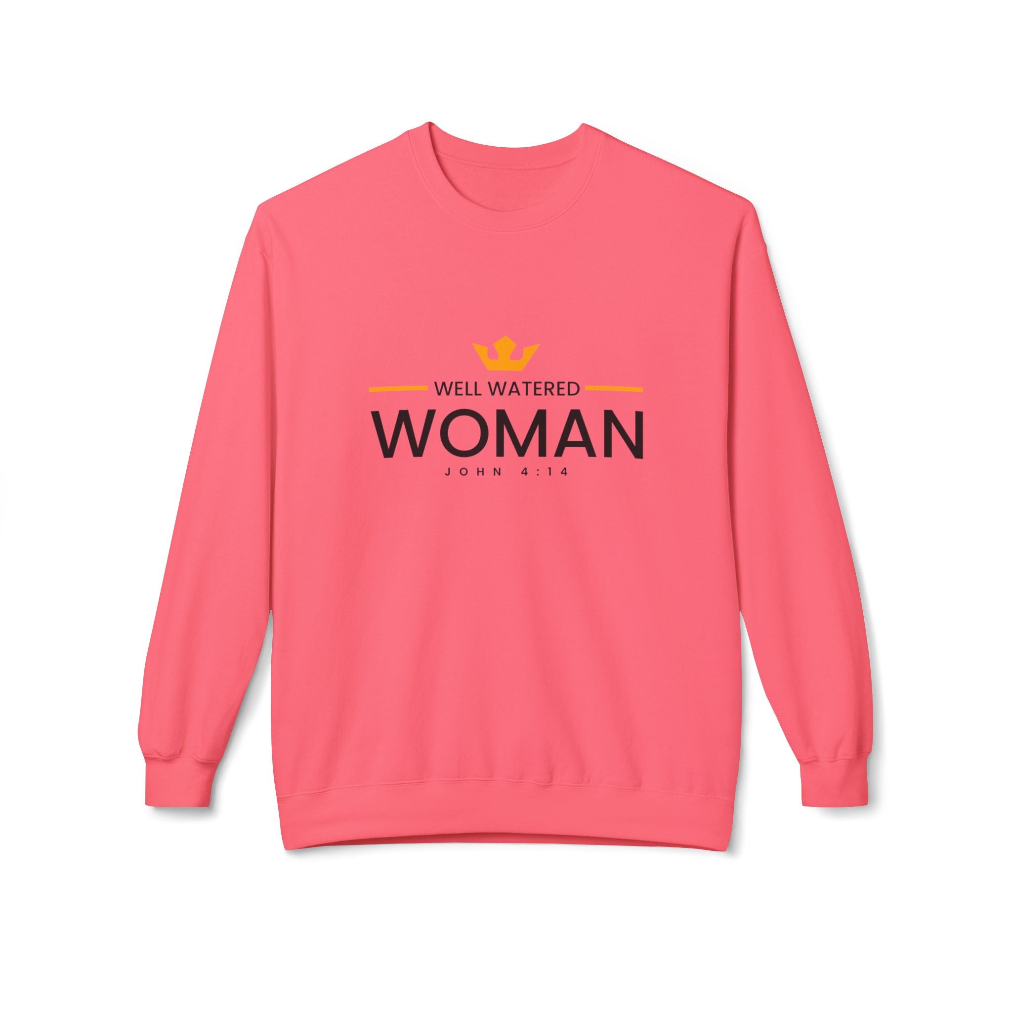 Unisex softstyle fleece crewneck sweatshirt featuring Well Watered Woman design, in soft midweight fabric, by Printify.