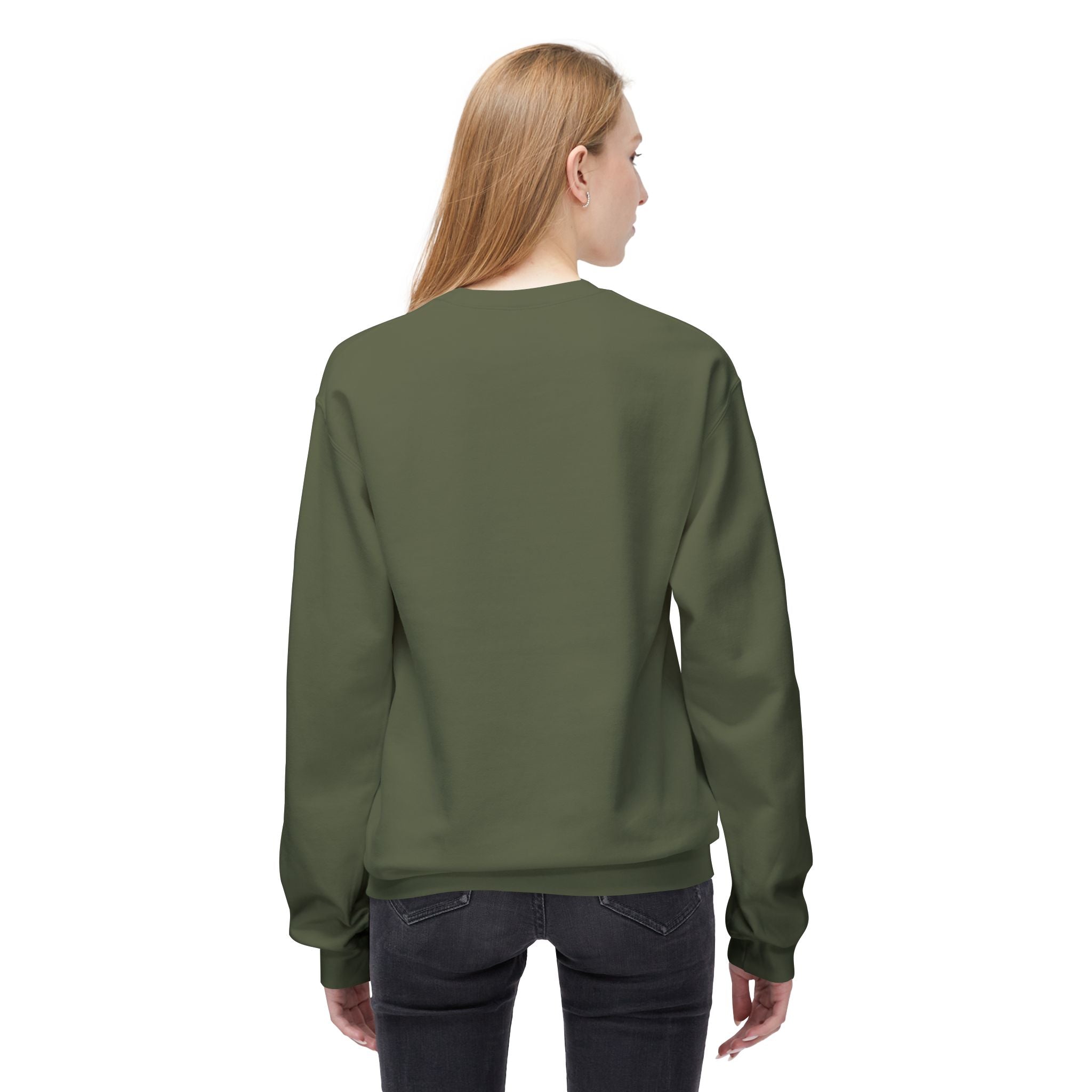 Unisex midweight softstyle fleece crewneck sweatshirt with religious quote "As for Me and My House We Will Serve the Lord" by Printify.