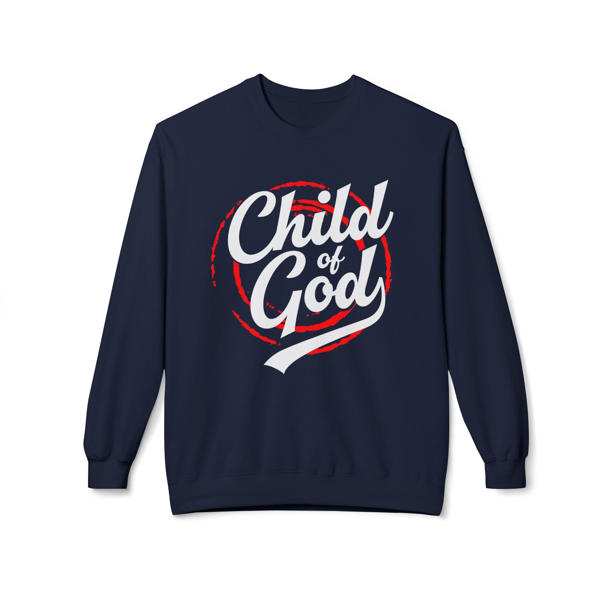 Unisex midweight softstyle fleece crewneck sweatshirt with "Child of God" print, comfortable and cozy for everyday wear.