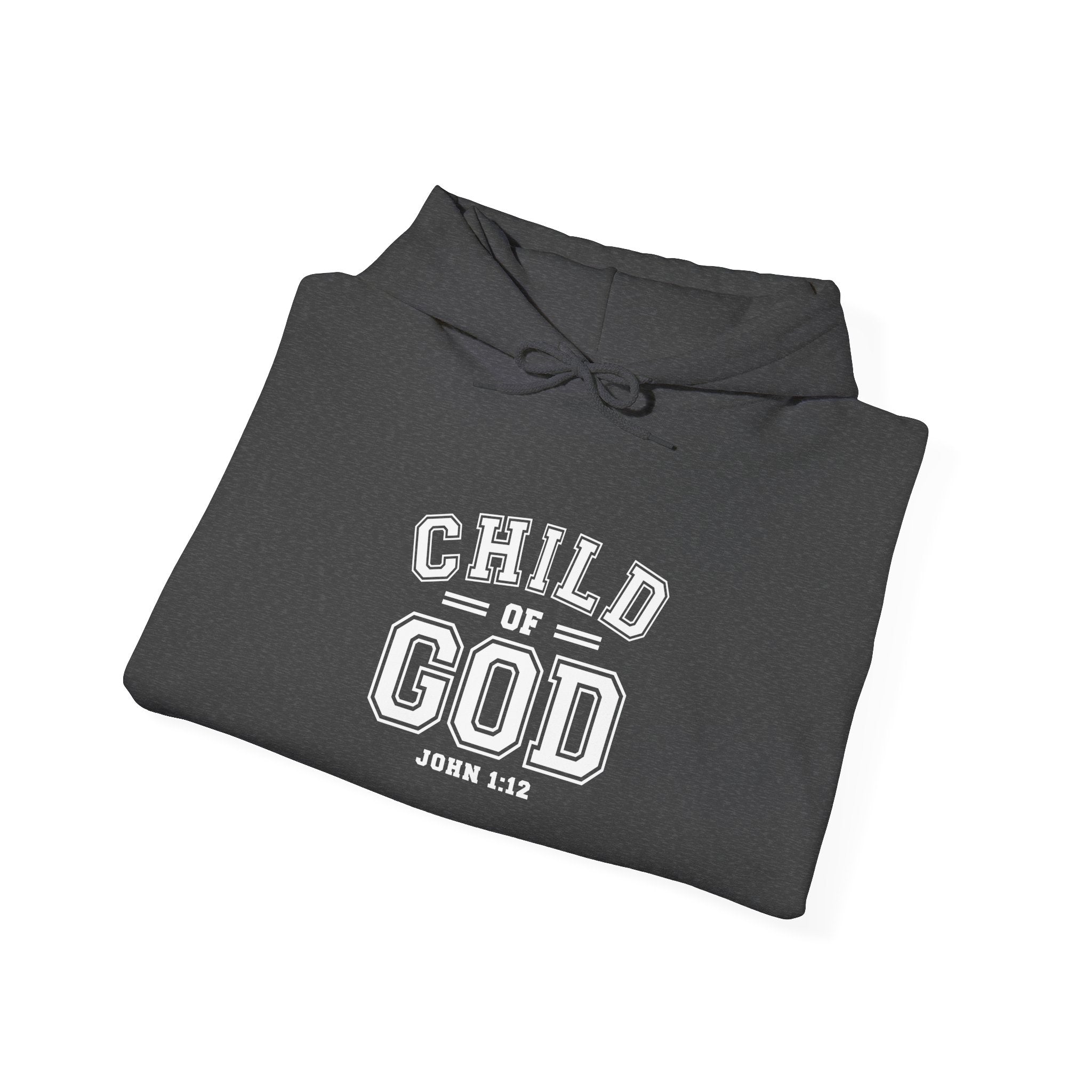 Child of God unisex heavy blend hoodie by Printify, featuring a comfortable hooded sweatshirt with a graphic design.