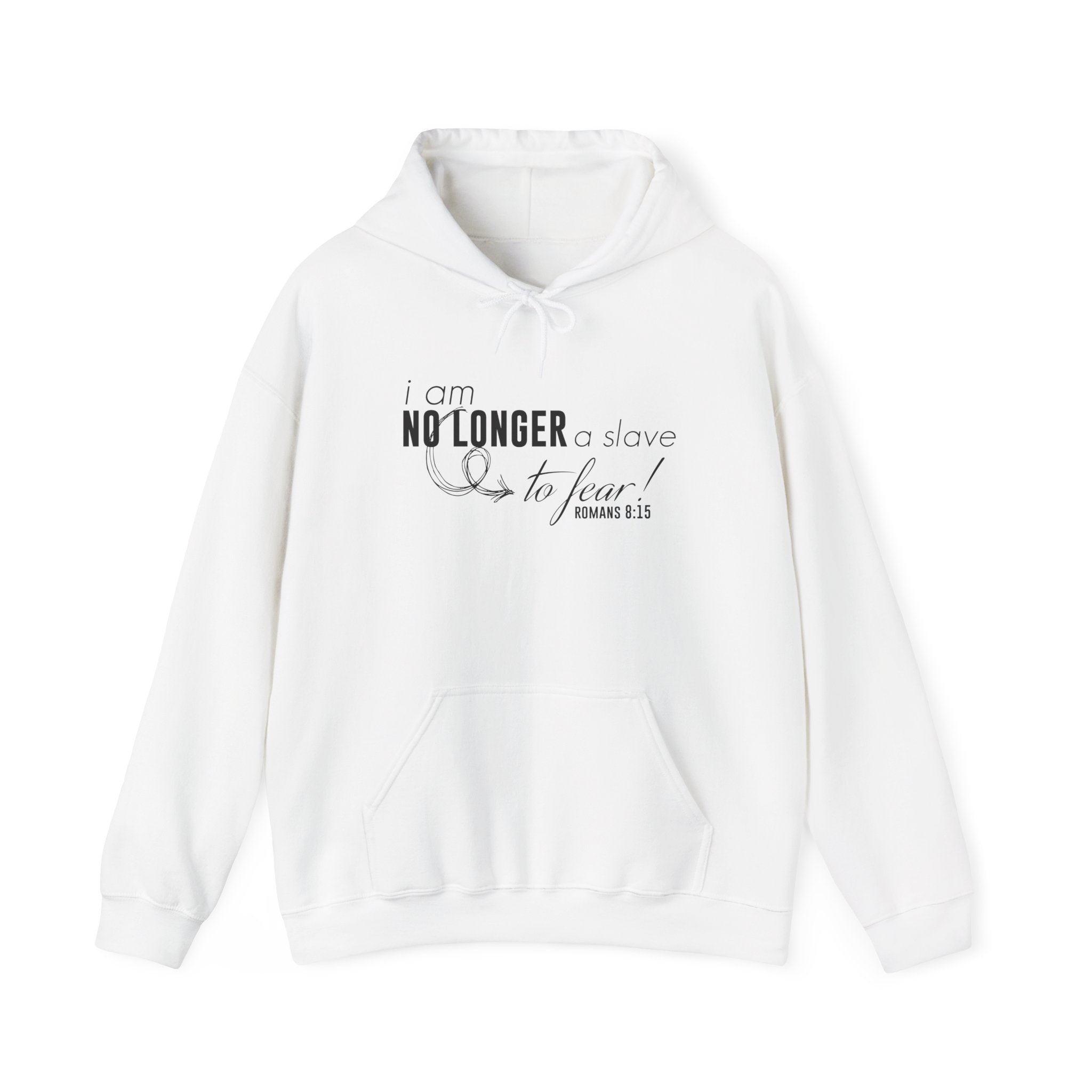 Unisex Heavy Blend hoodie with "I am No Longer A Slave to Fear" printed design, comfortable and casual wear from Printify.