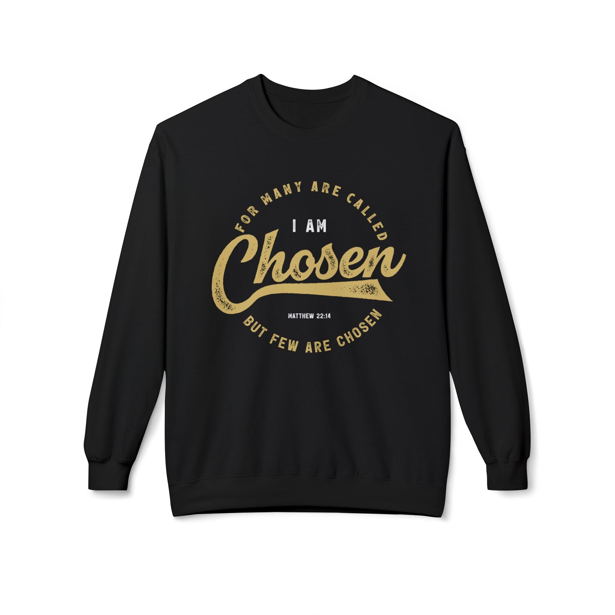 Unisex midweight softstyle fleece crewneck sweatshirt with "I Am Chosen" print, comfortable casual wear by Printify.