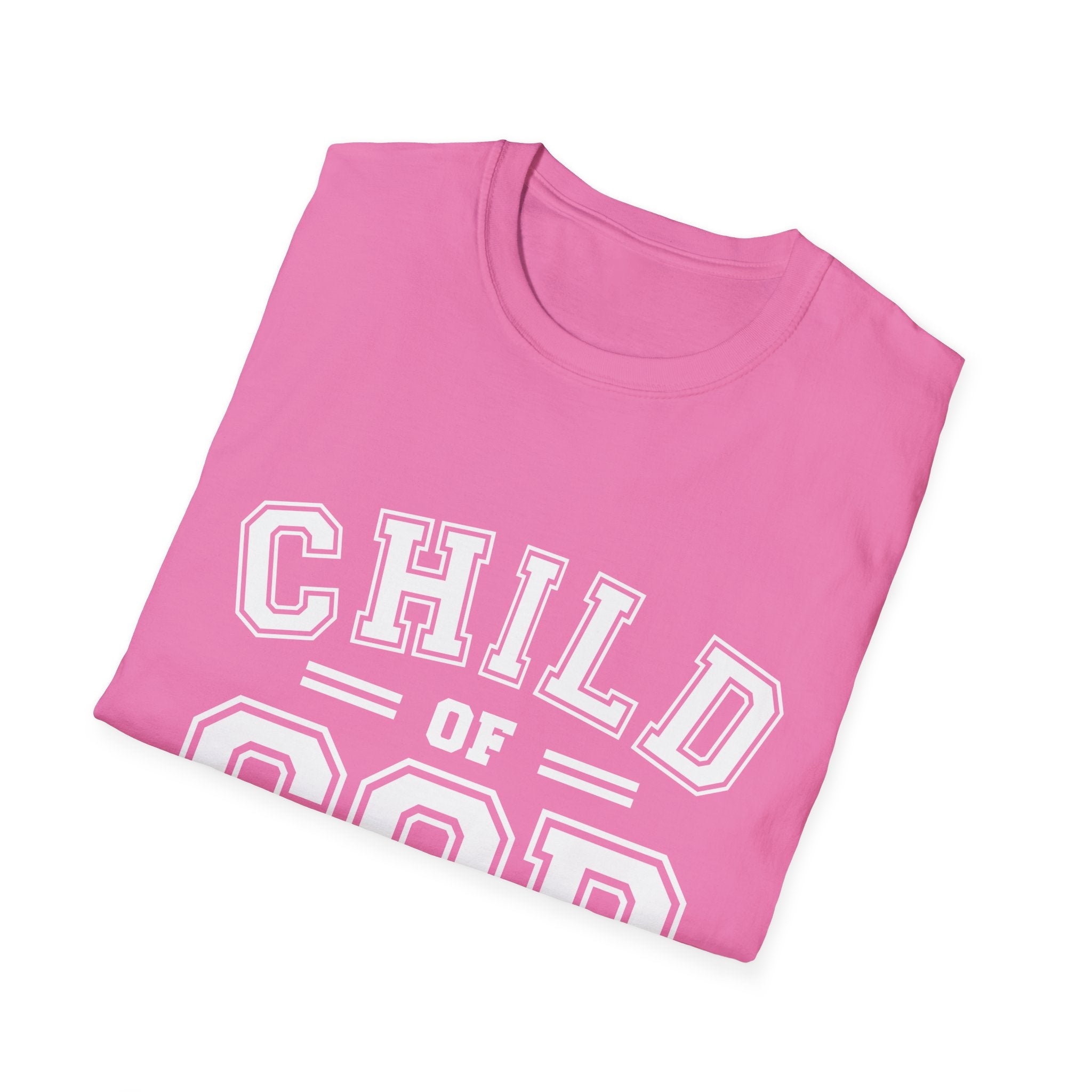 Unisex Softstyle T-shirt featuring "Child of God" print, made by Printify, shown in a casual front view.