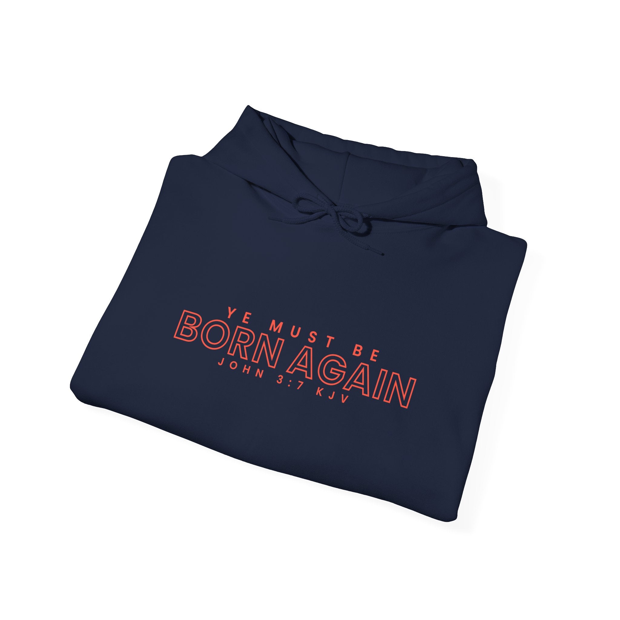 Unisex Heavy Blend hoodie with "Ye Must Be Born Again" graphic, comfortable pullover sweatshirt by Printify.