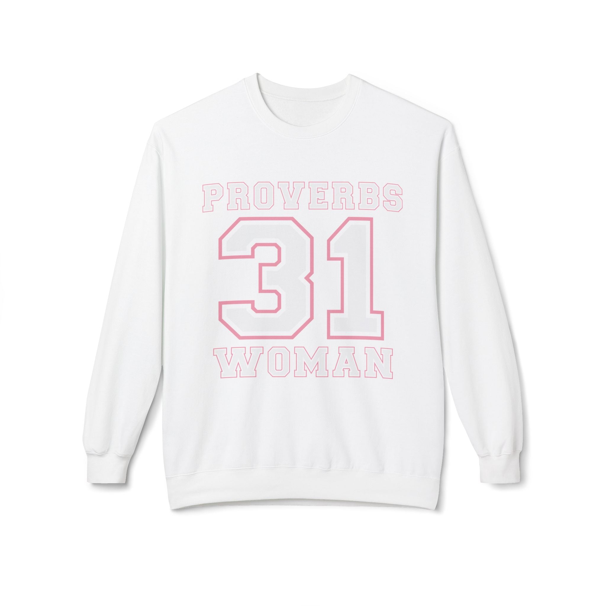 Unisex midweight softstyle fleece crewneck sweatshirt with Proverbs 31 Woman design, comfortable and stylish for everyday wear.