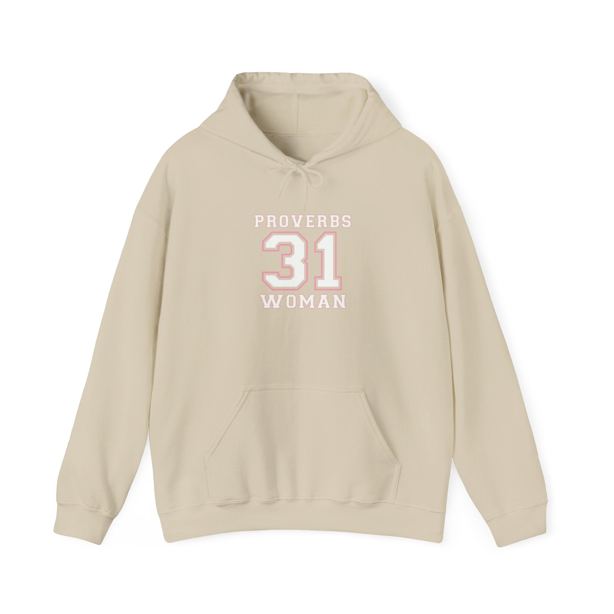 Unisex Heavy Blend hoodie with Proverbs 31 Woman design, showing the front printed graphic on a comfortable sweatshirt.