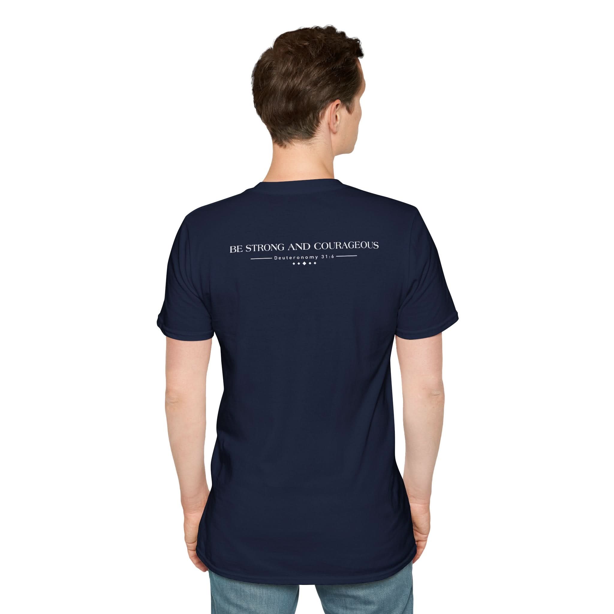 CHRIST Centered Man: Unisex Softstyle T-Shirt: Be Strong and Courageous - Christ Centered Ministries