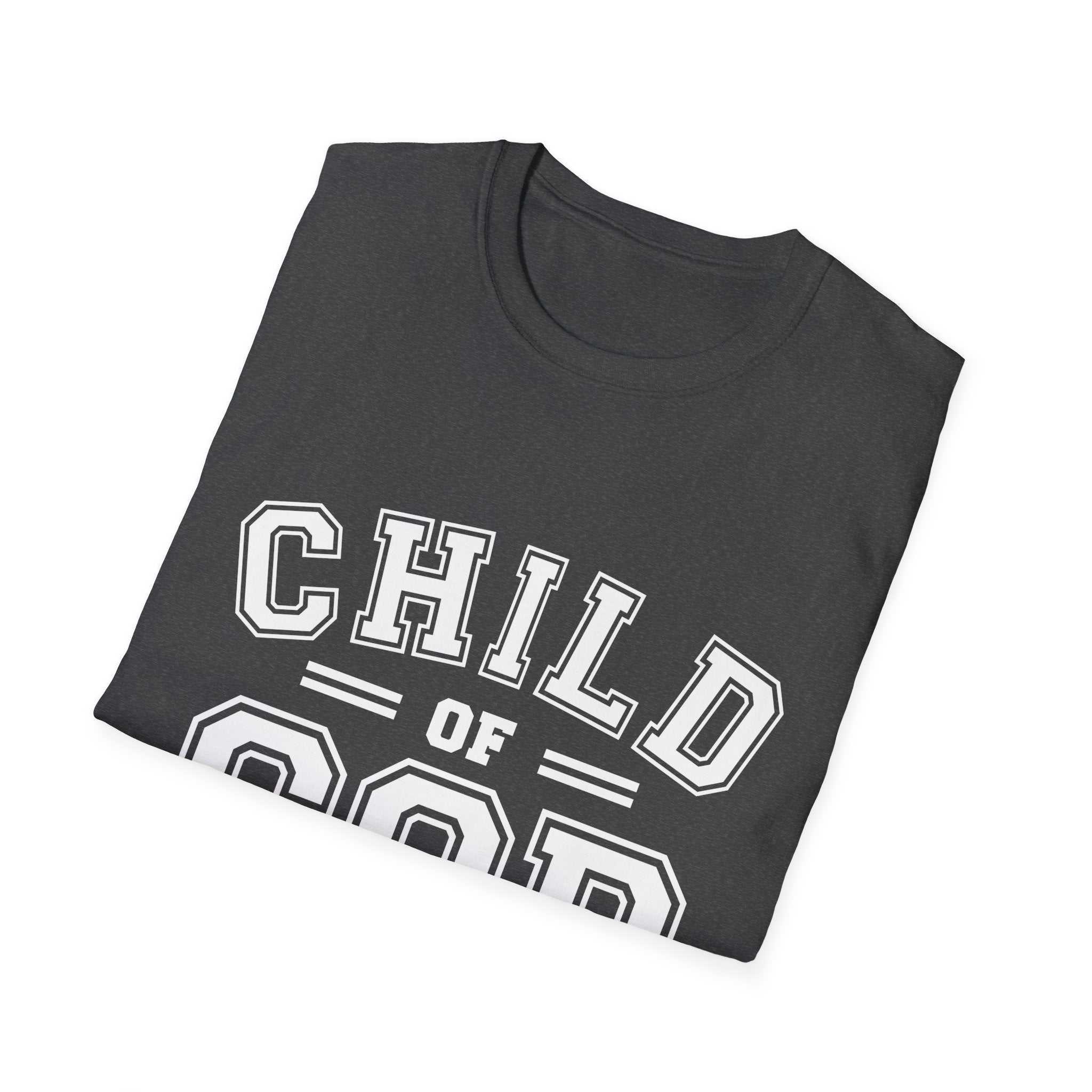 Unisex Softstyle T-Shirt with "Child of God" print, featuring comfortable fabric and casual fit, by Printify.