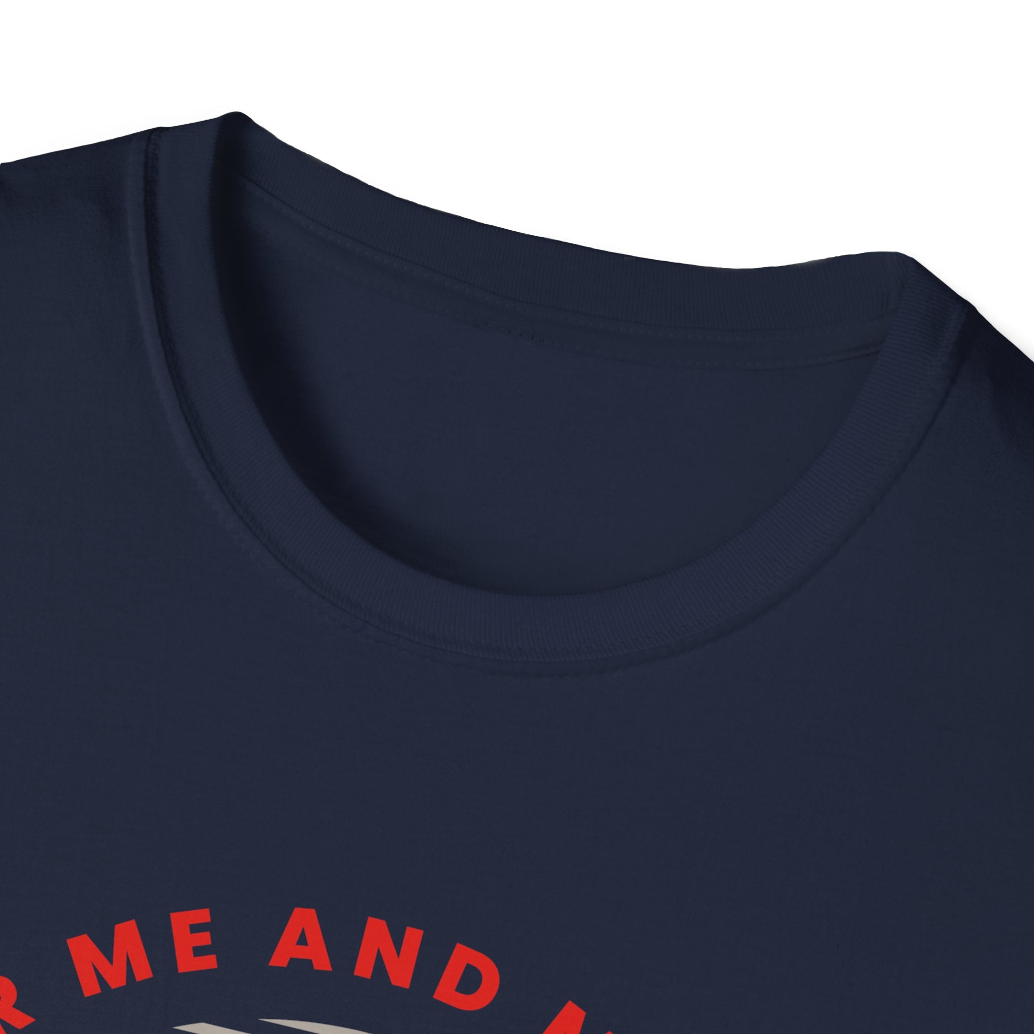 Unisex softstyle T-shirt with biblical quote "As for Me and My House We Will Serve the Lord" printed in black on white fabric.