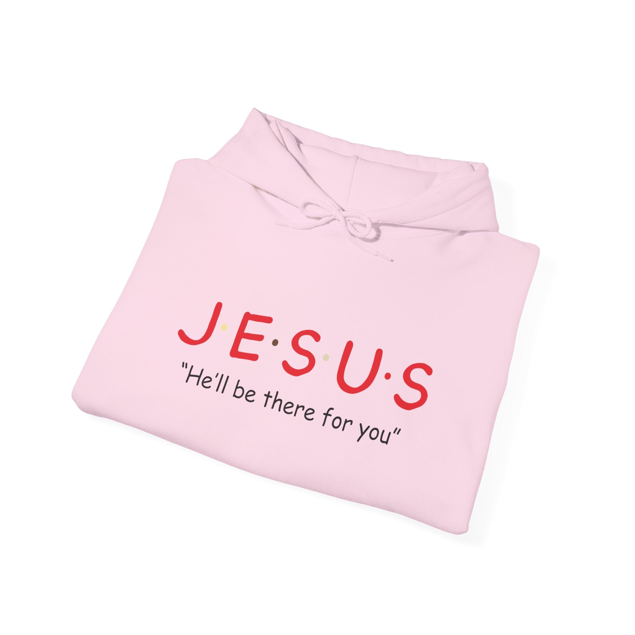 Unisex Heavy Blend™ Hoodie featuring a Jesus design, with a front pocket and adjustable drawstring hood.