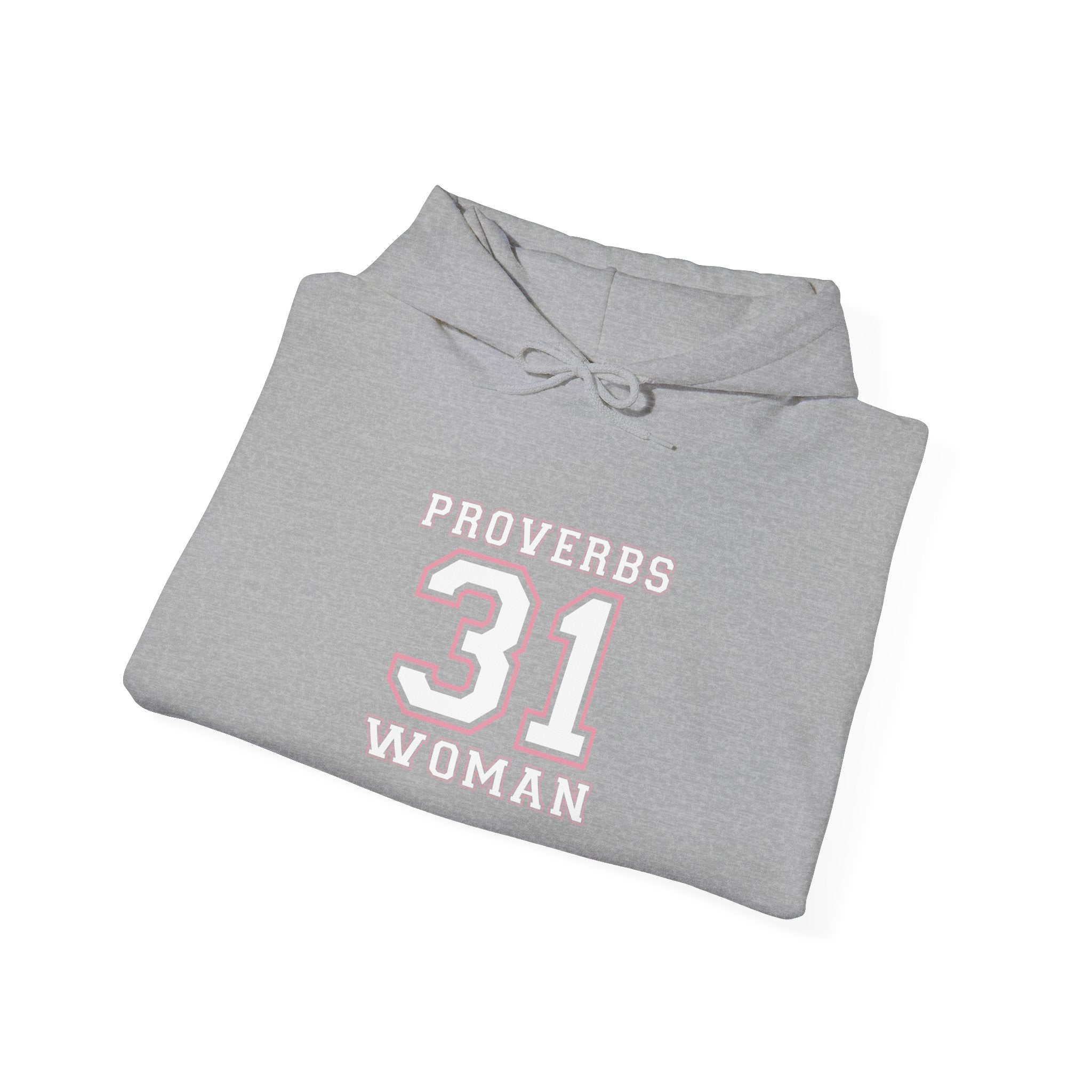 Unisex Heavy Blend hoodie featuring Proverbs 31 Woman design, made by Printify, with a front print and cozy hood for casual wear.