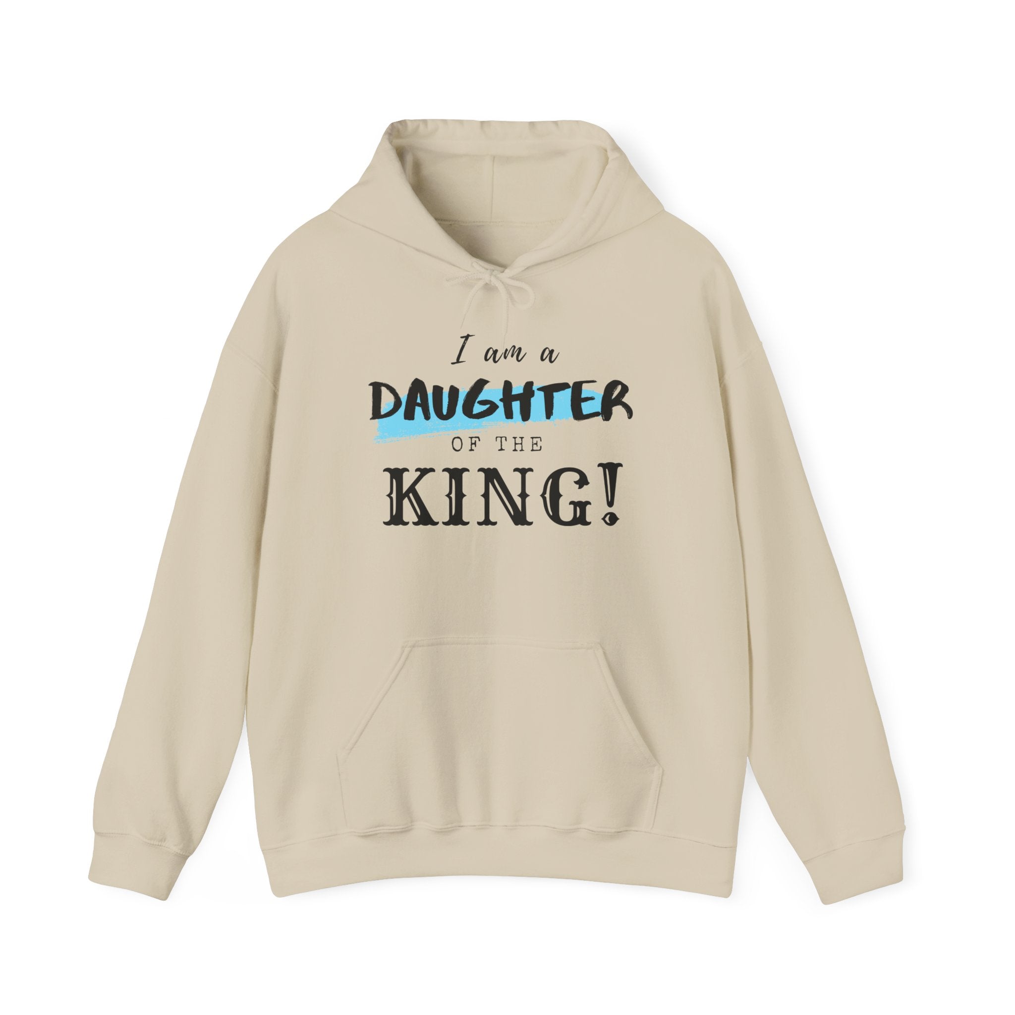 Unisex Heavy Blend hoodie with "I Am a Daughter of the King" print, featuring a comfortable fit and casual style.