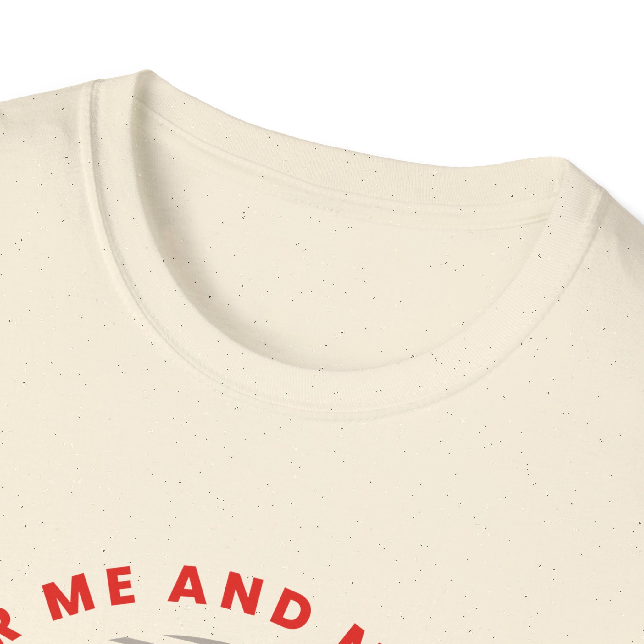 Unisex softstyle T-shirt with the phrase "As for Me and My House We Will Serve the Lord" printed on front, by Printify.